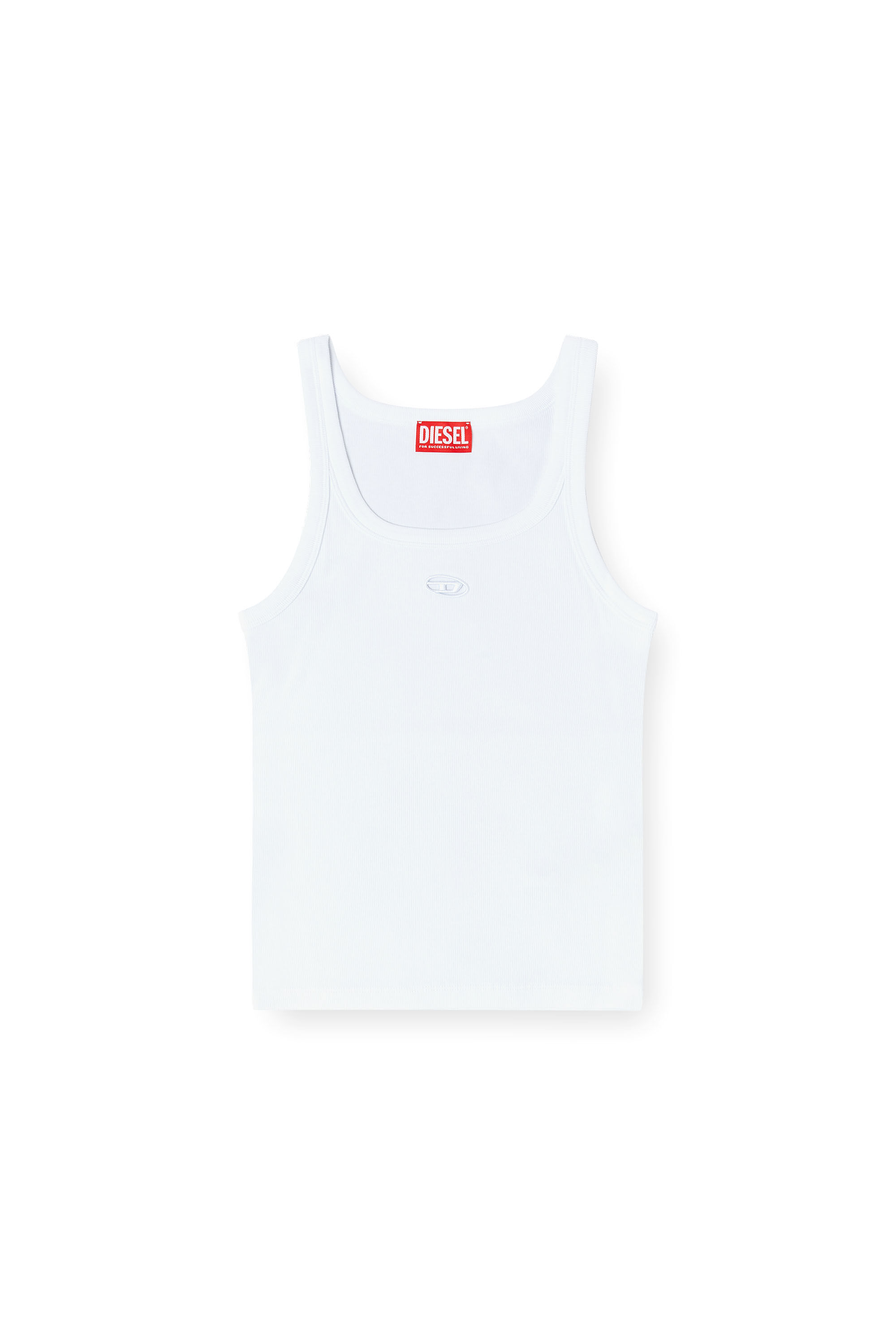 Diesel - T-WIFE-OD, Woman's Slim tank top with laser-cut Oval D in White - 1
