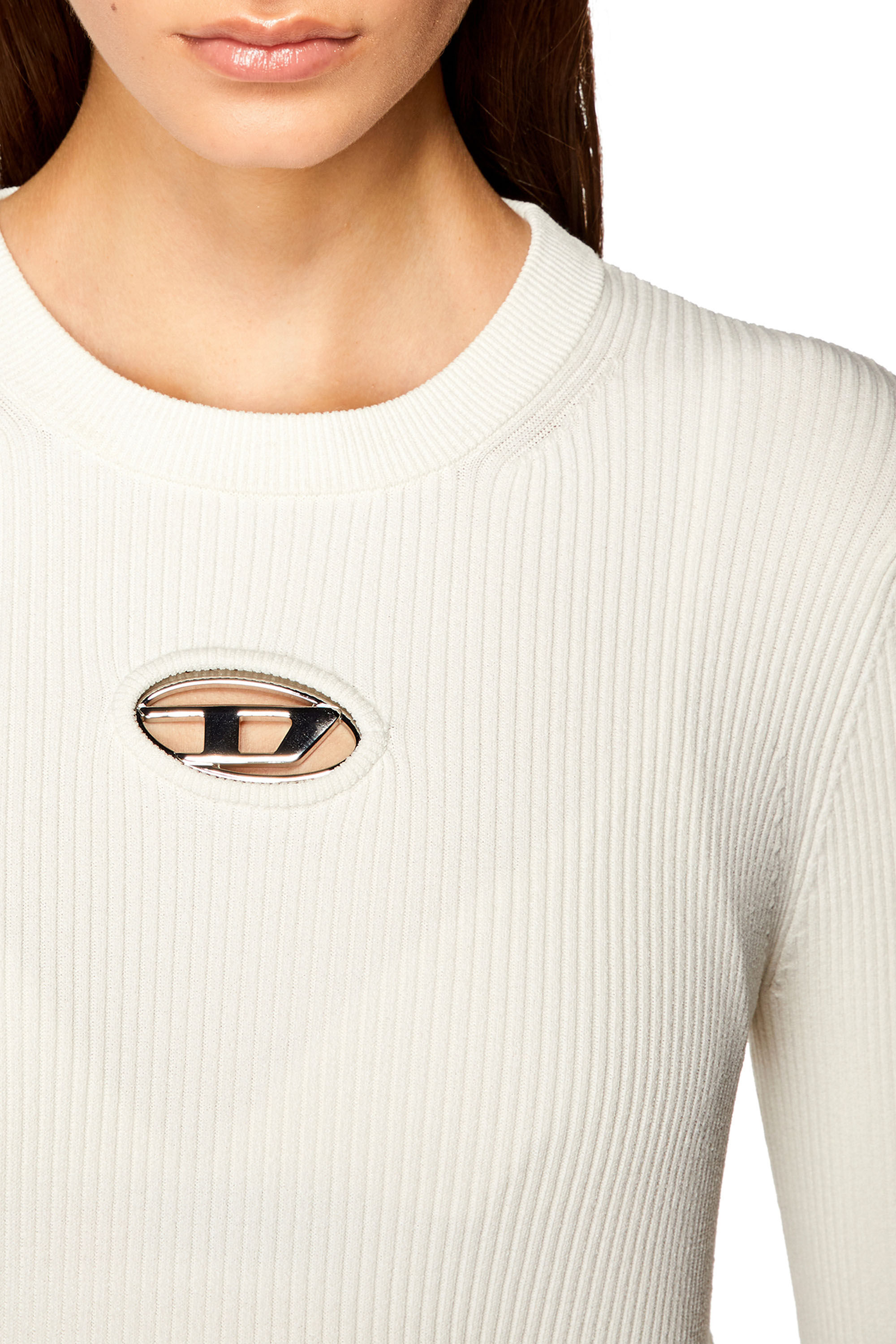 Women's Ribbed-knit long-sleeve top | White | Diesel
