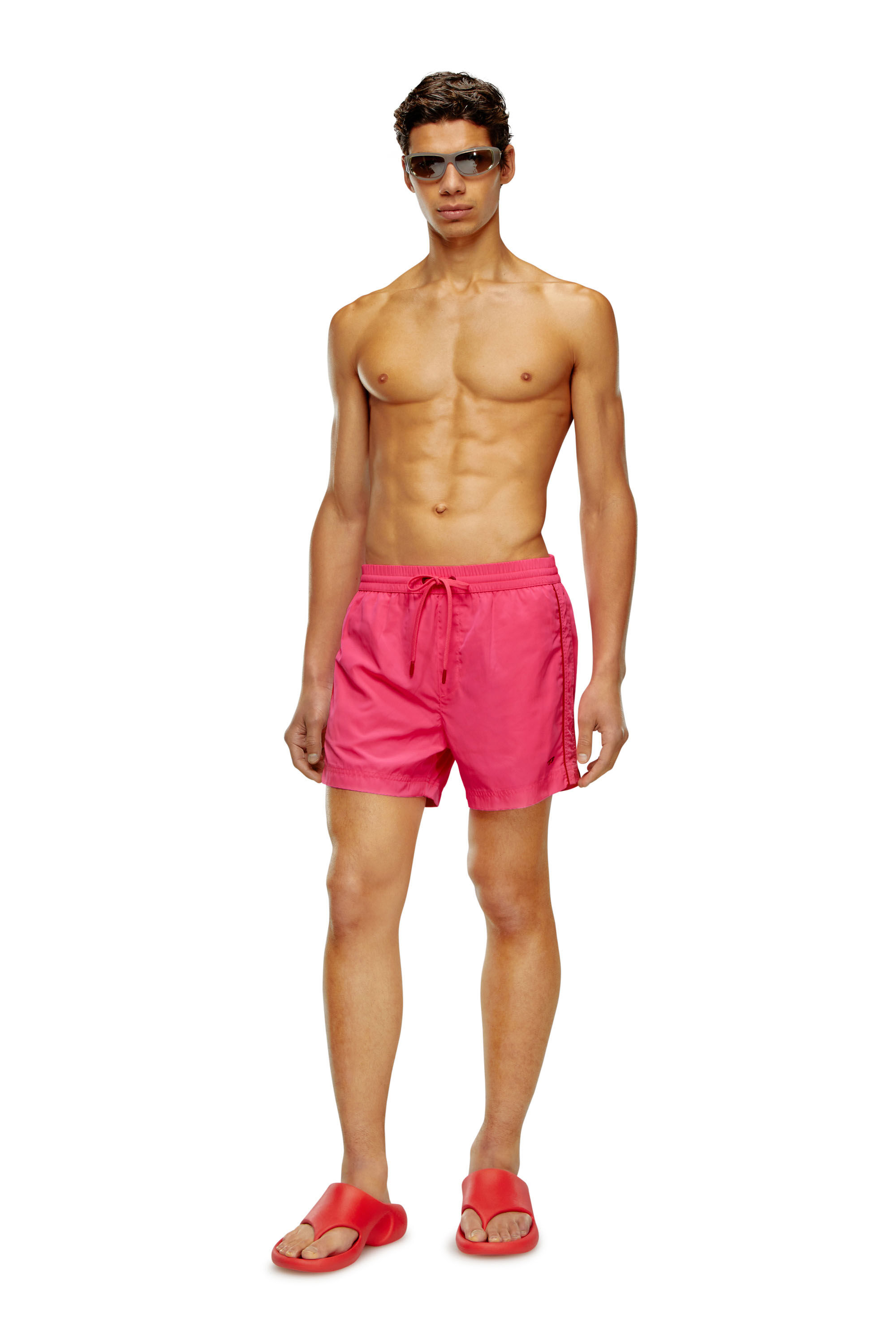 Men's Mid-length swim shorts with piping | Pink | Diesel