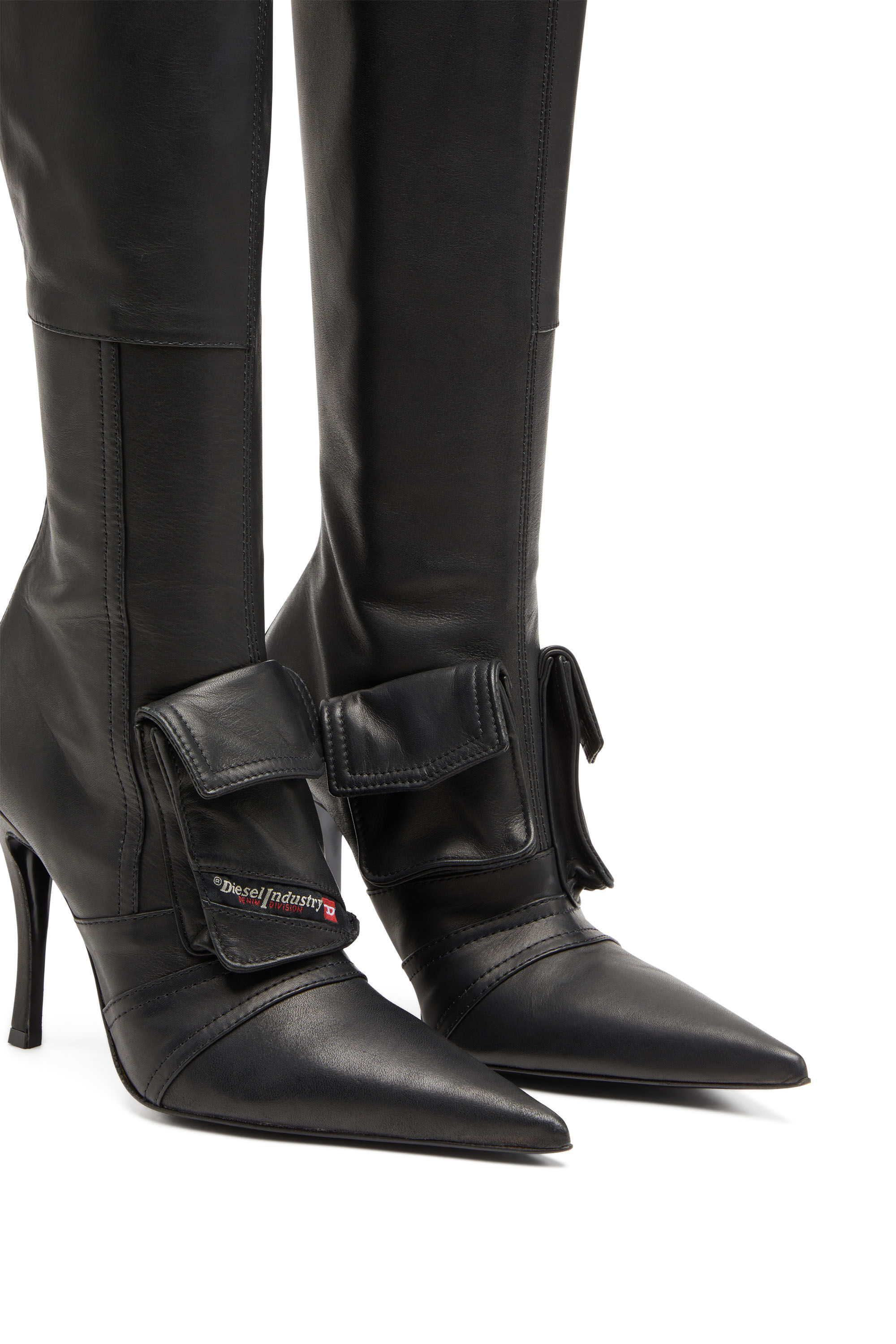 Knee high boots with pockets clearance