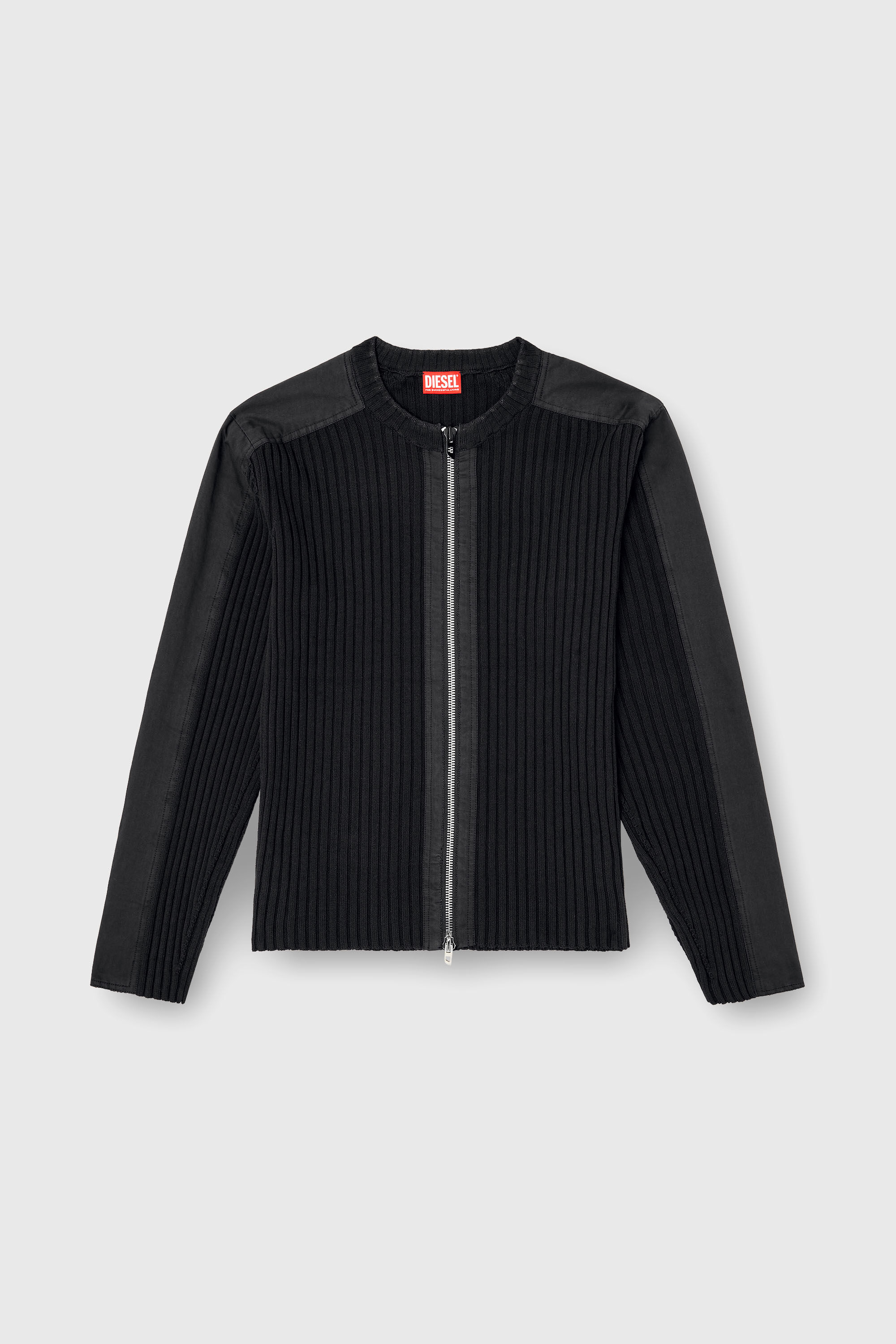 Men's Zipped cardigan with utilitarian panels | Black | Diesel TR