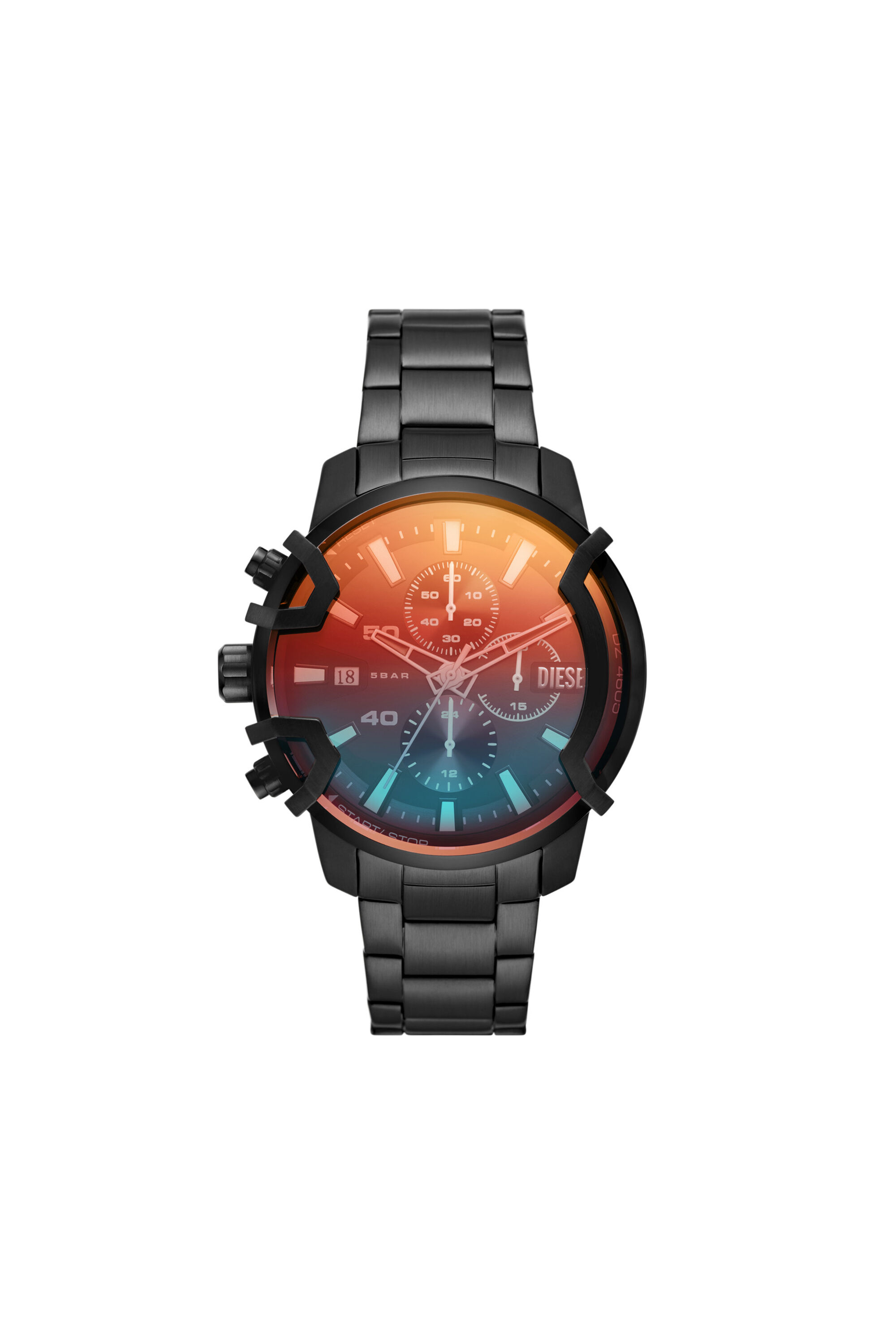 DZ4605: Griffed Chronograph Black-Tone Stainless Steel Watch | Diesel