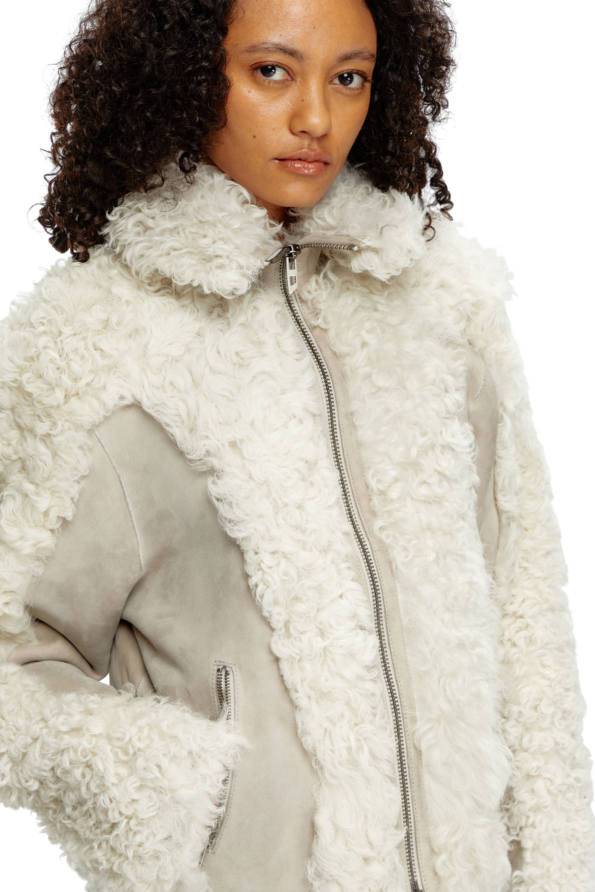 Women s Shearling jacket White Diesel