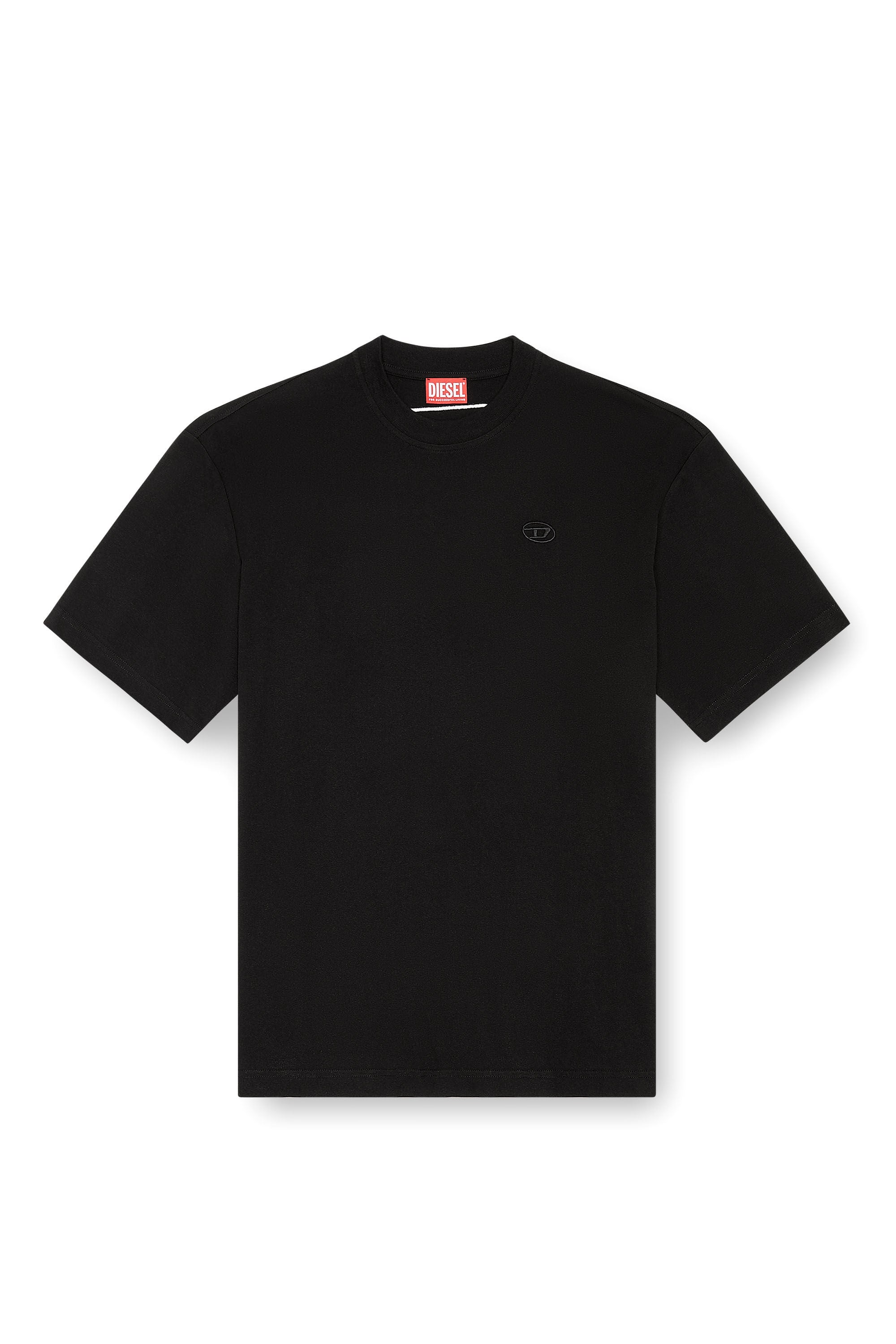 Men's T-shirt with maxi oval D embroidery | Black | Diesel TR