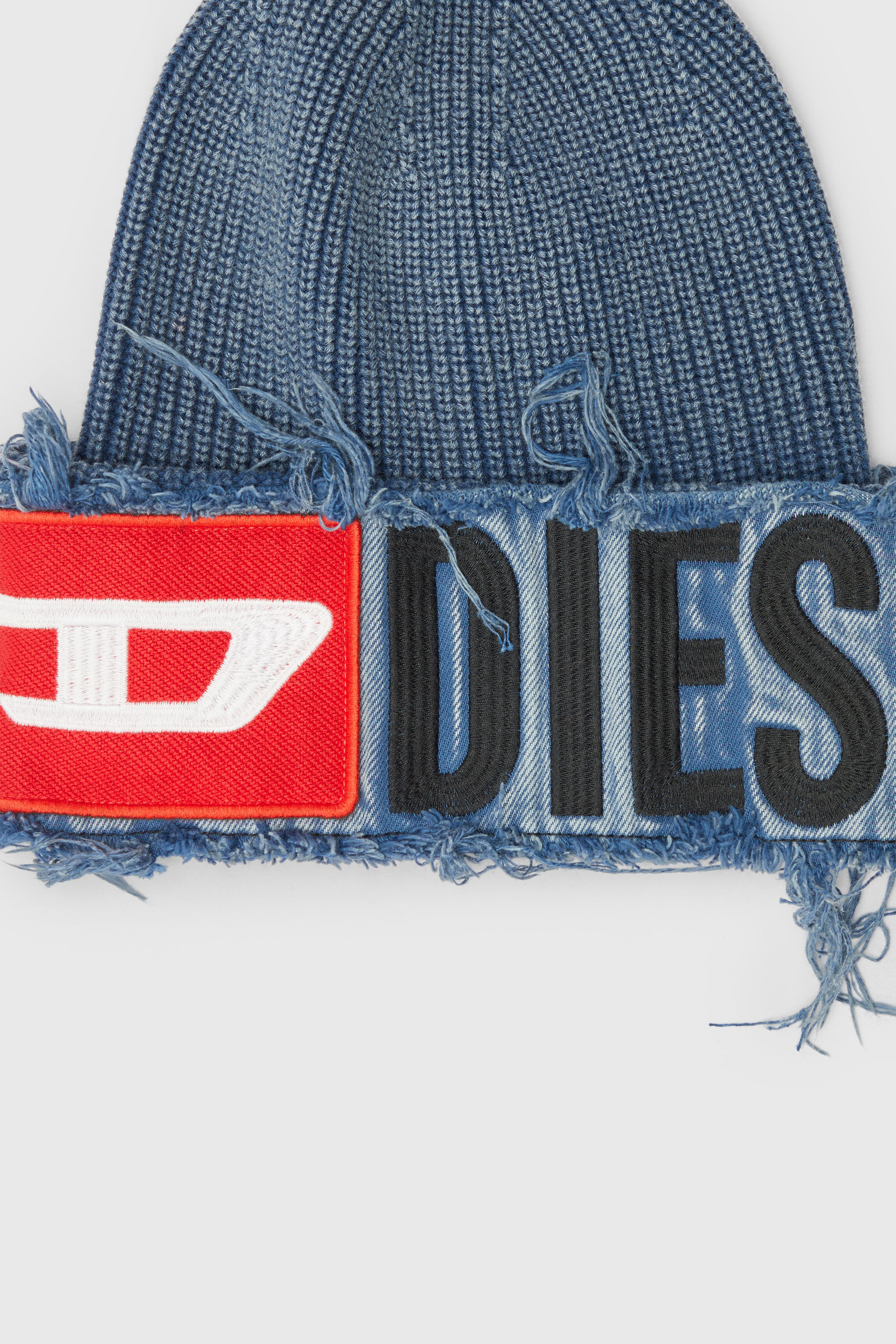 DIESEL K-FROK ニット帽 ダークブルー(美品) Women's Denim effect beanie with bold patch detail | Blue | Diesel