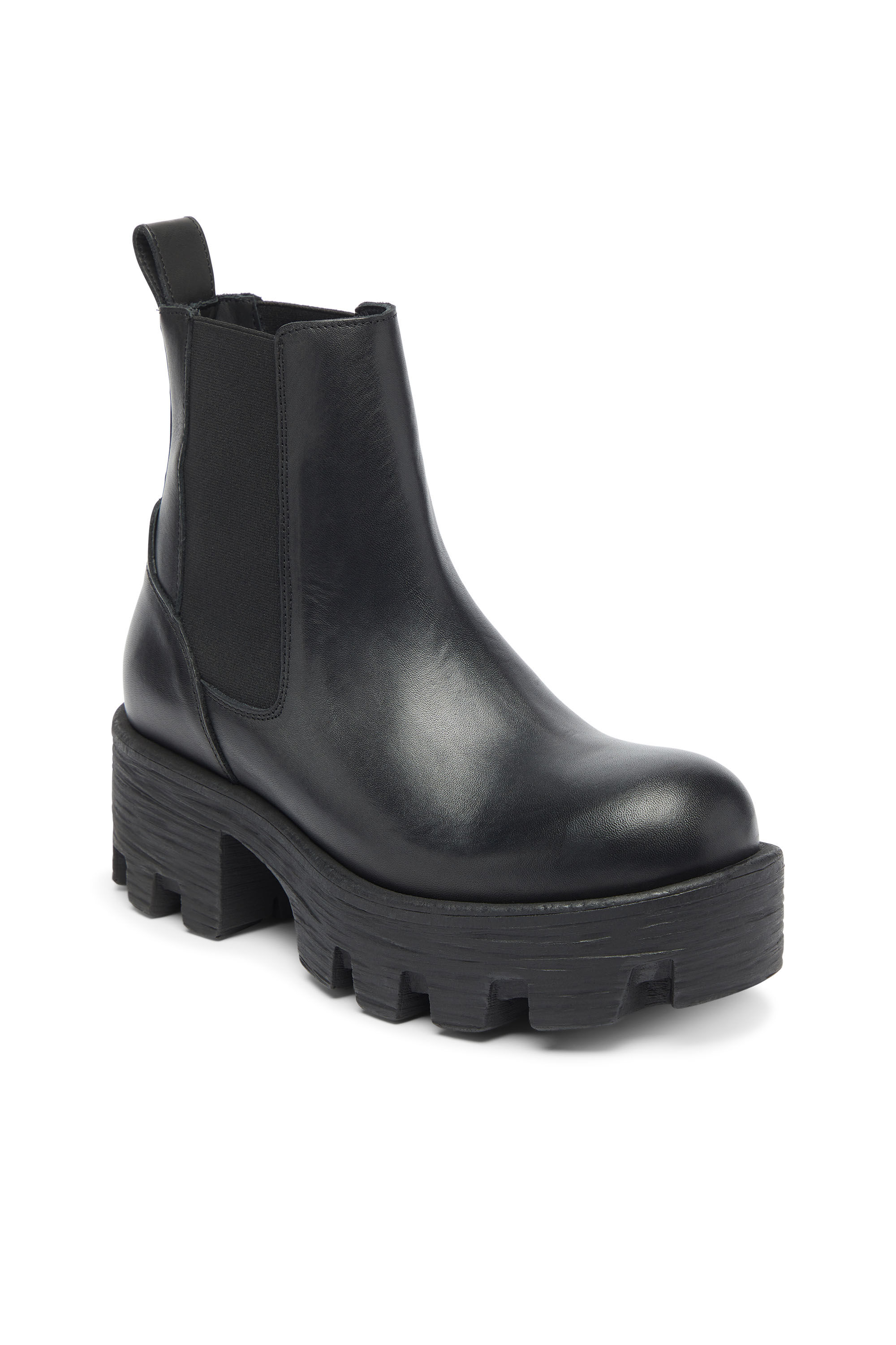 Diesel - D-HAMMER CHUNKY W, Woman's D-Hammer - Chelsea boots in leather with lug sole in Black - 6
