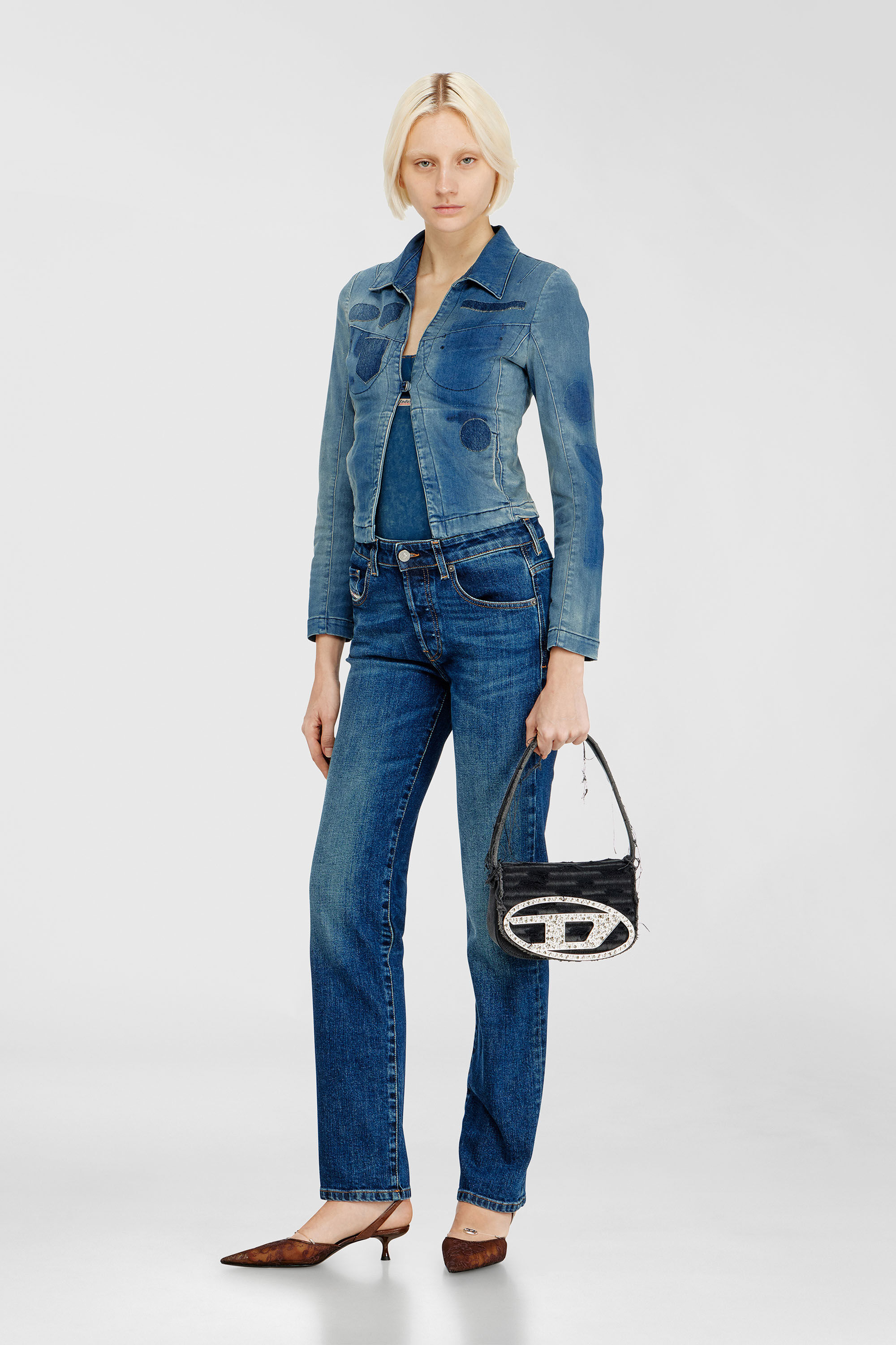 Women's 1DR-Iconic shoulder bag in canvas and leather | Black
