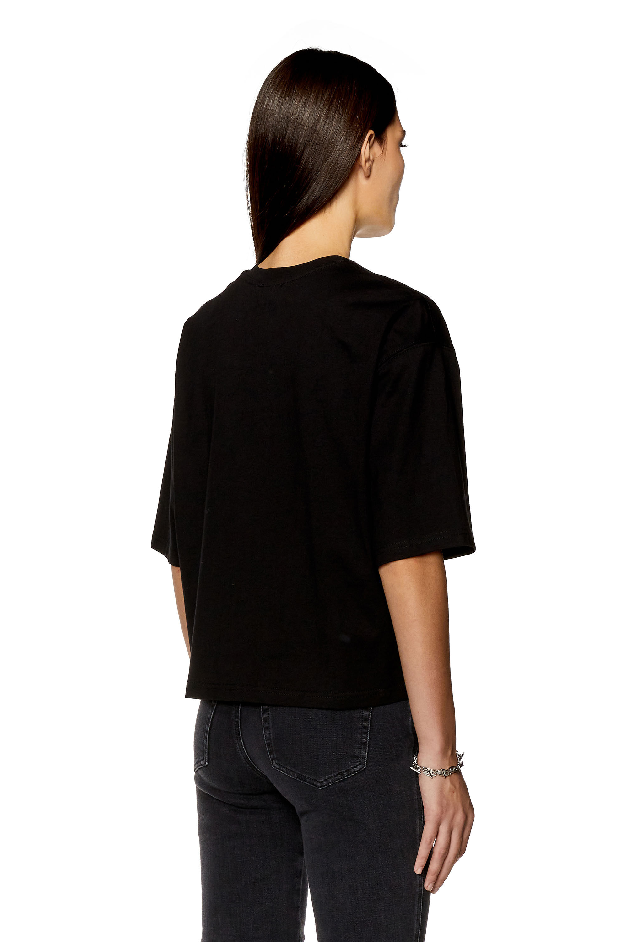 Women's Boxy T-shirt with embroidered D | Black | Diesel