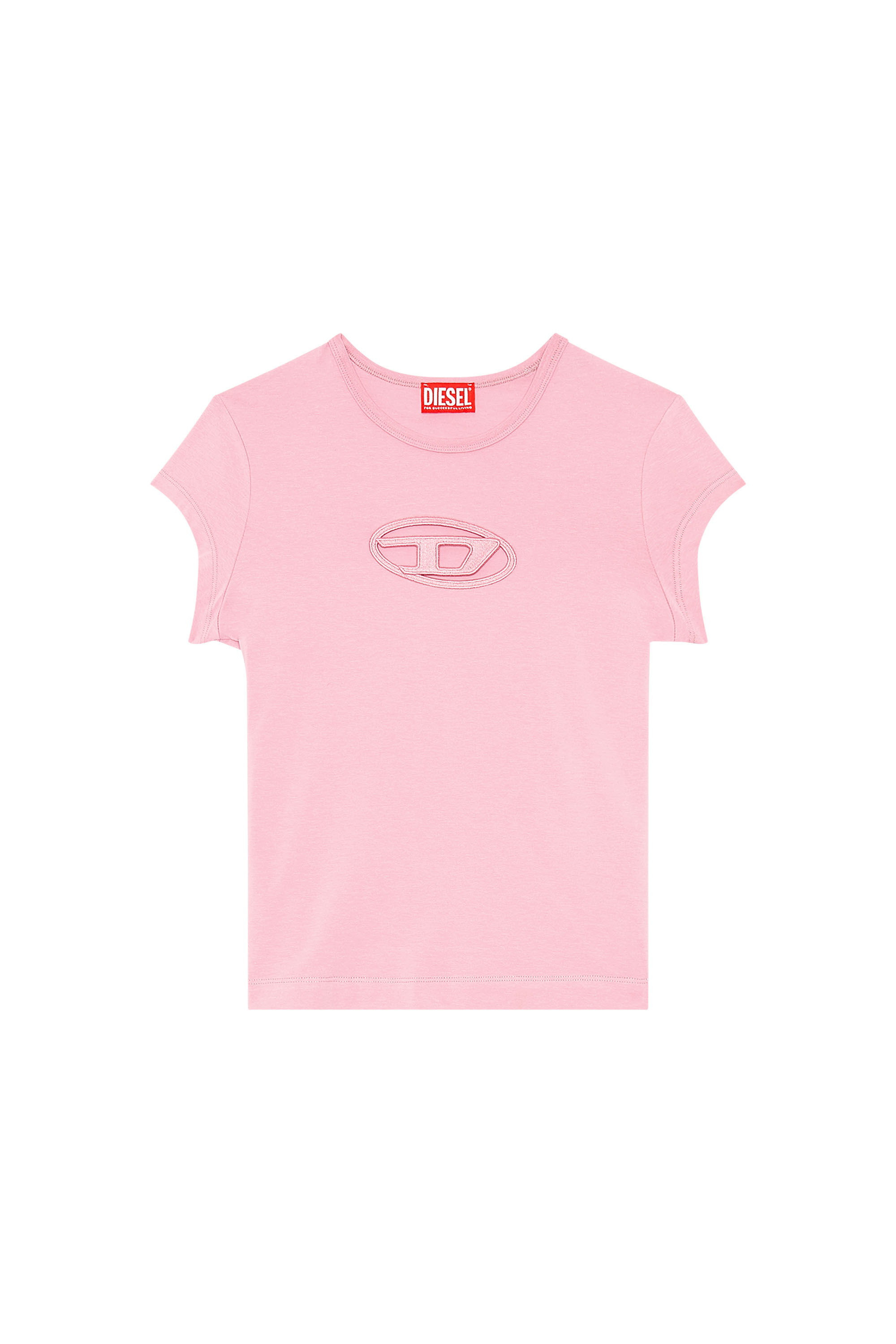 Diesel - T-ANGIE, Woman's T-shirt with peekaboo logo in Pink - 2