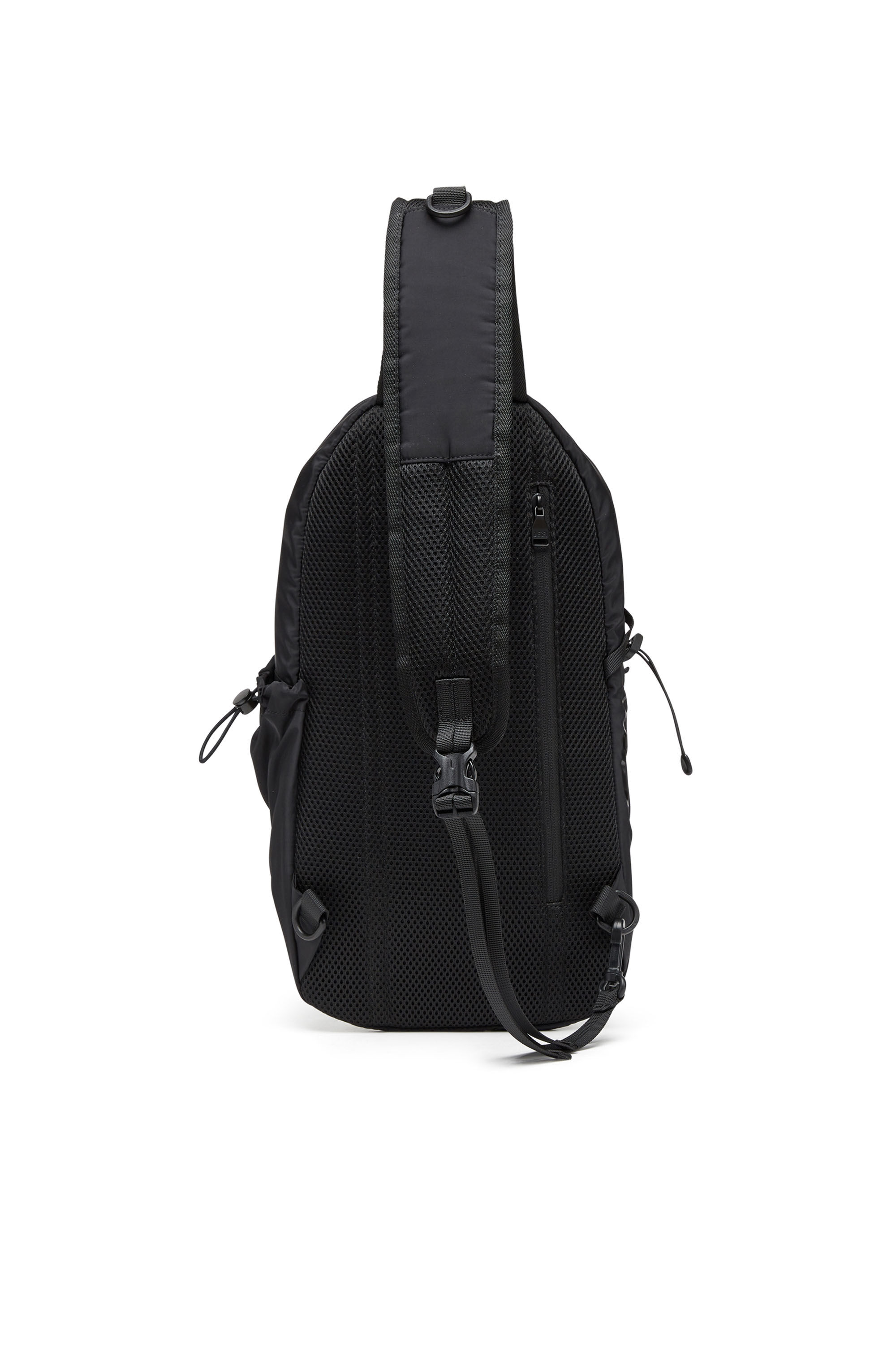 Men's Drape-Nylon sling backpack with tonal logo | Black | Diesel