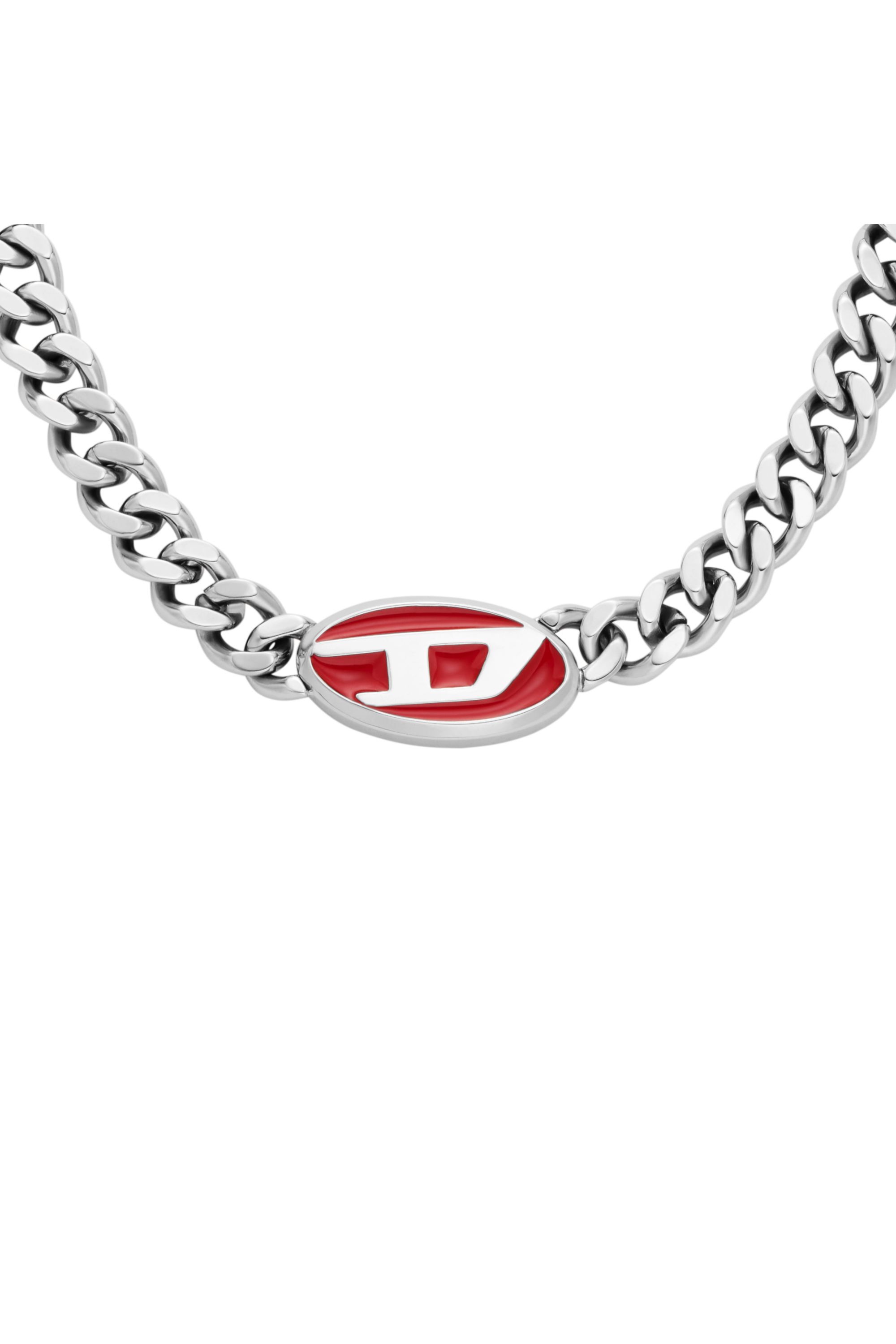 Women's Red enamel chain necklace | Silver | Diesel