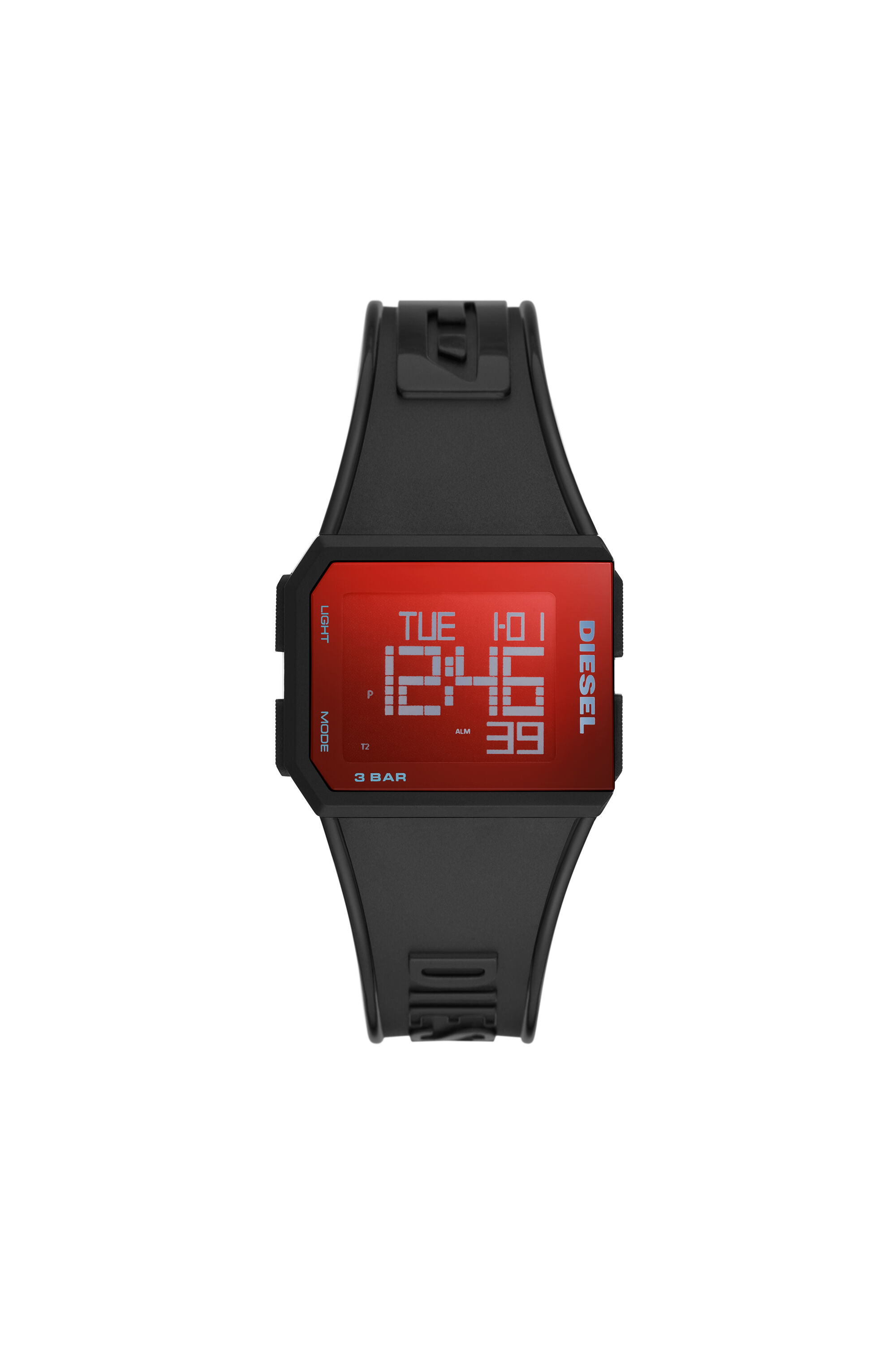 DZ1971: Women's black digital watch with rectangular dial