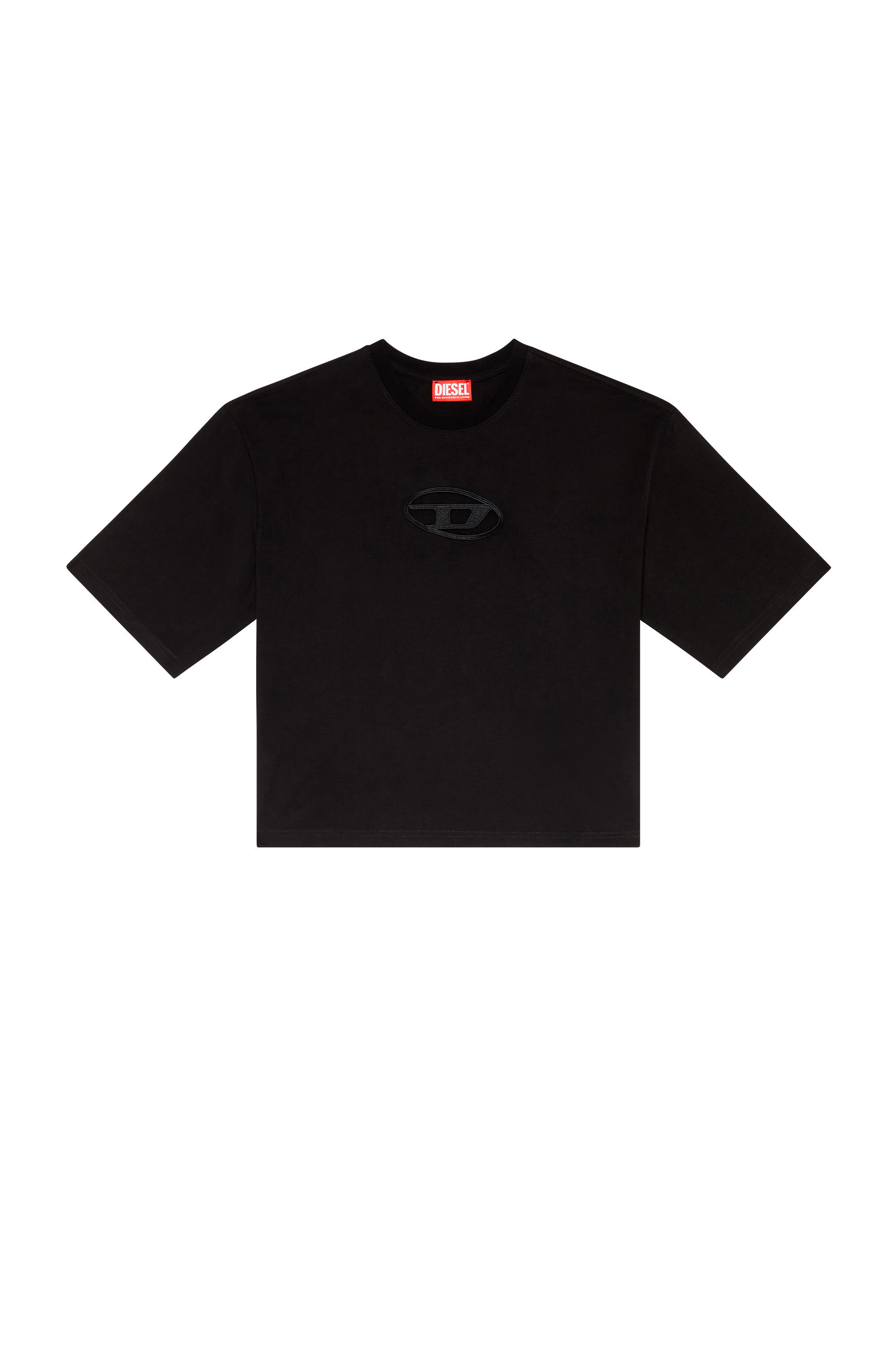 品多く Women's Boxy T-shirt with embroidered D | Black | Diesel トップス