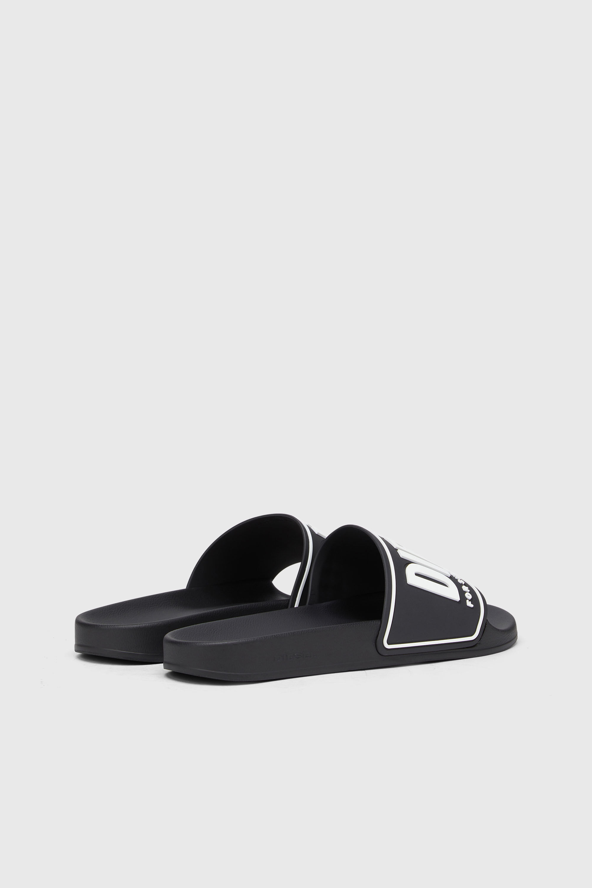Diesel - SA-MAYEMI CC, Man's Sa-Mayemi-Pool slides with 3D logo in Black/White - 3