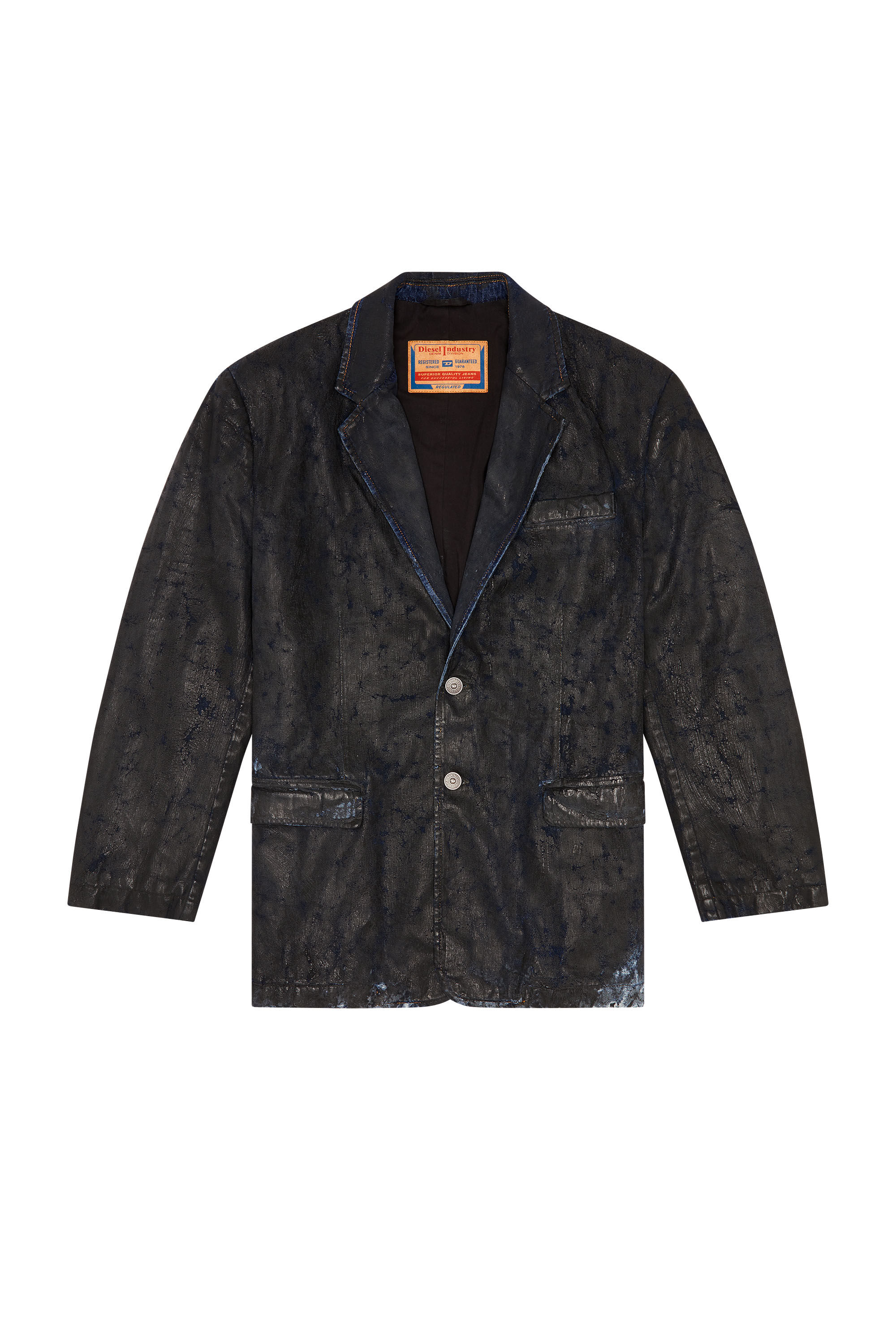 Men's Denim blazer with craquelé coating | Black | Diesel Men's Denim blazer with craquelé coating | Black | Diesel