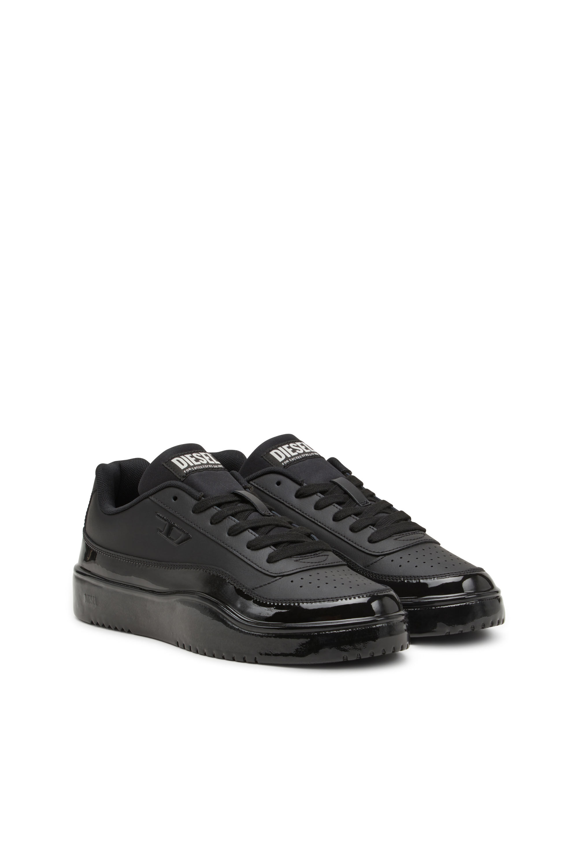 Men's S-Tracker-D-Silicone-dipped leather sneakers | Black