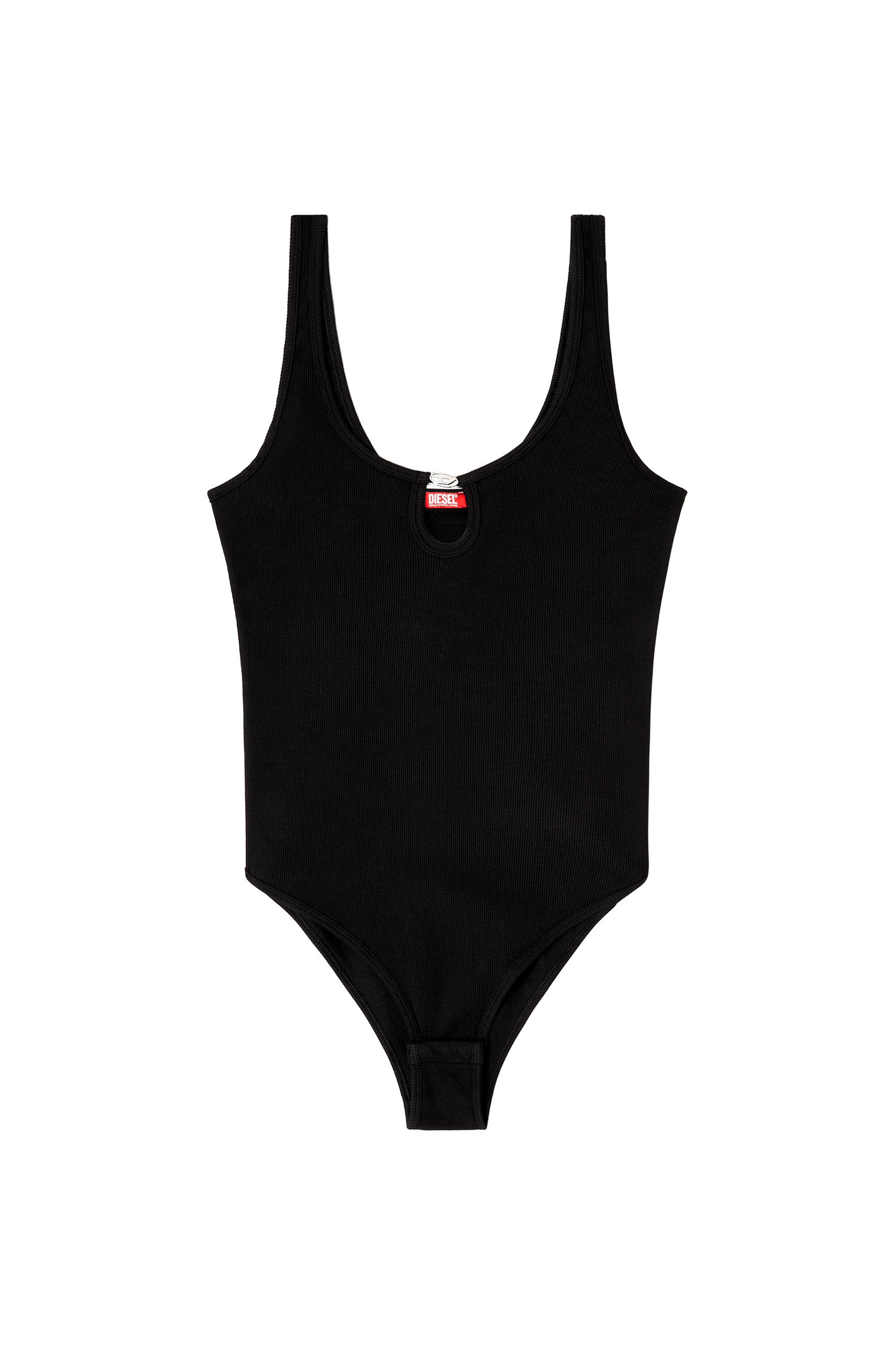 Diesel - MAURA-DNM, Woman's Bodysuit in marble-washed stretch cotton in Black - 2