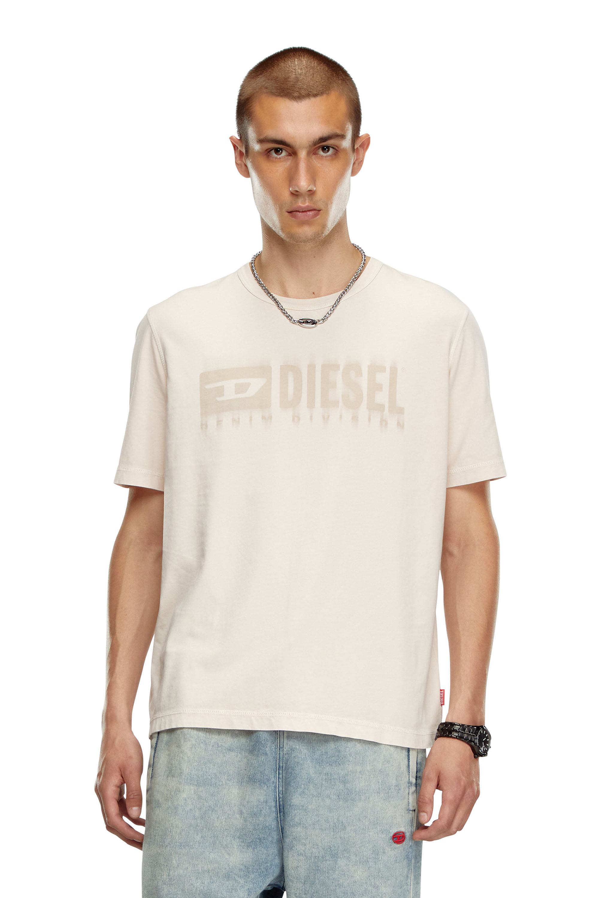 Men's T-shirt with sun-faded treatment | Beige | Diesel