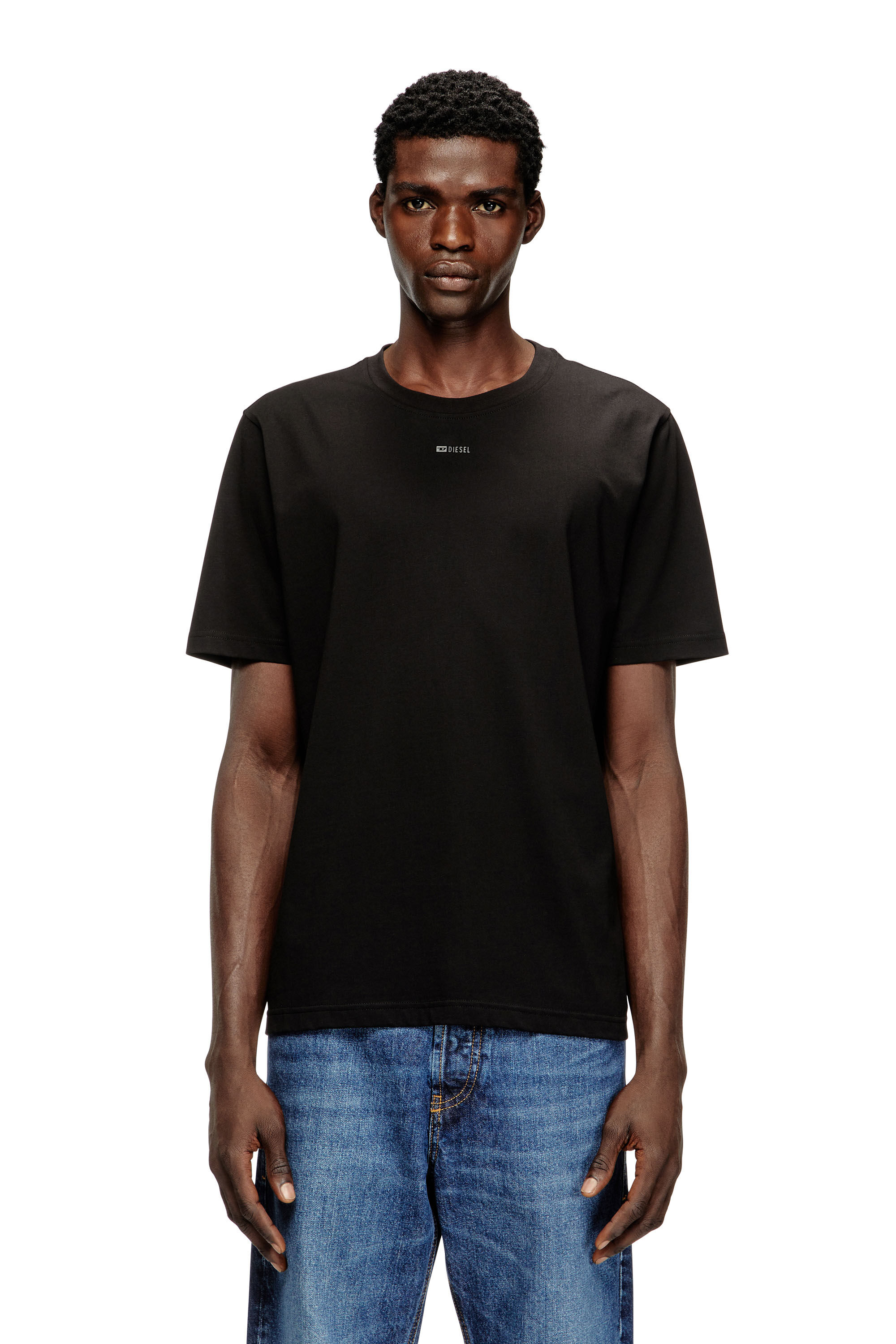 Men's T-shirt with micro metal logo | Black | Diesel TR