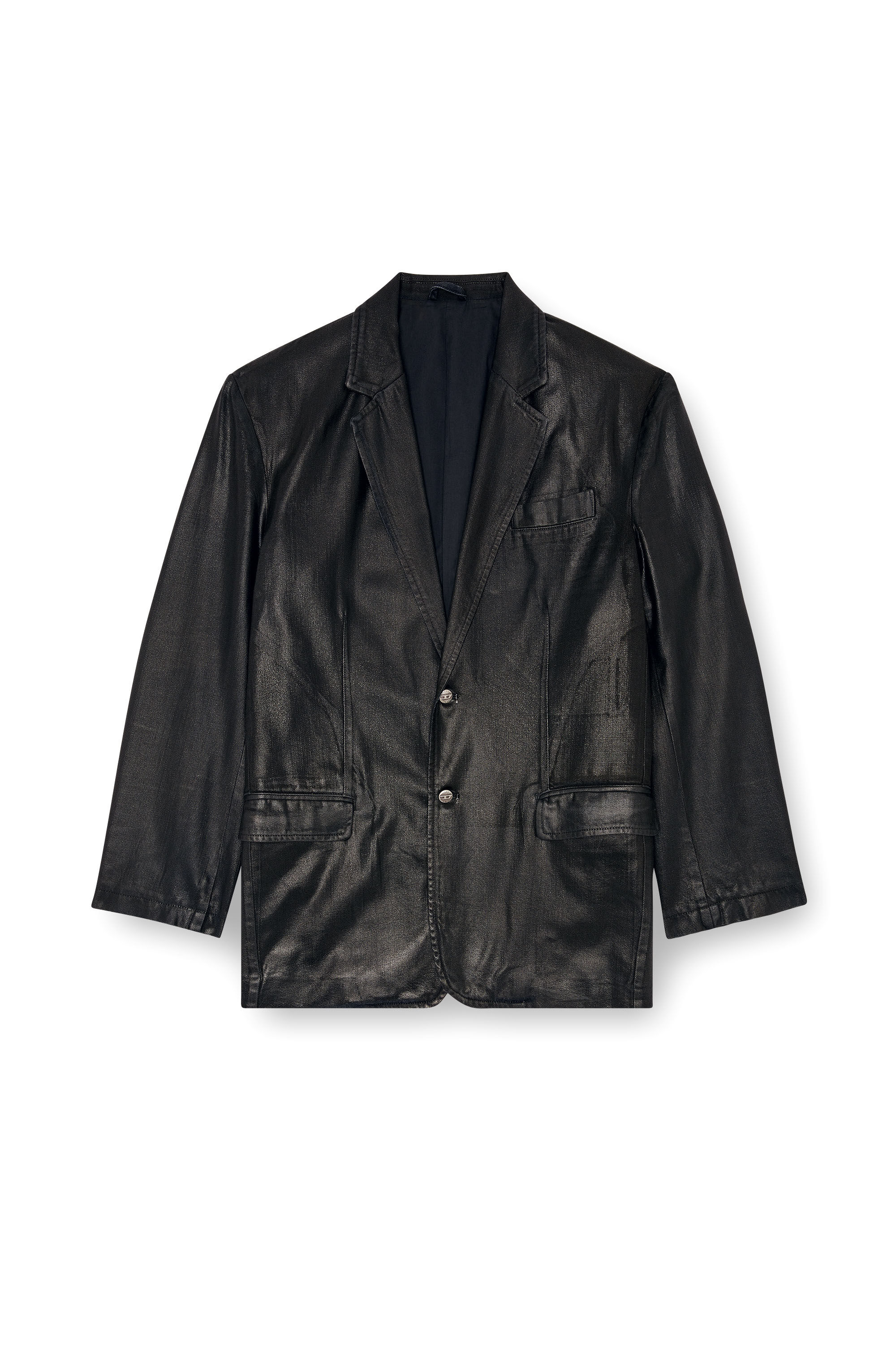 Women s Blazer in coated tailoring denim Black Diesel