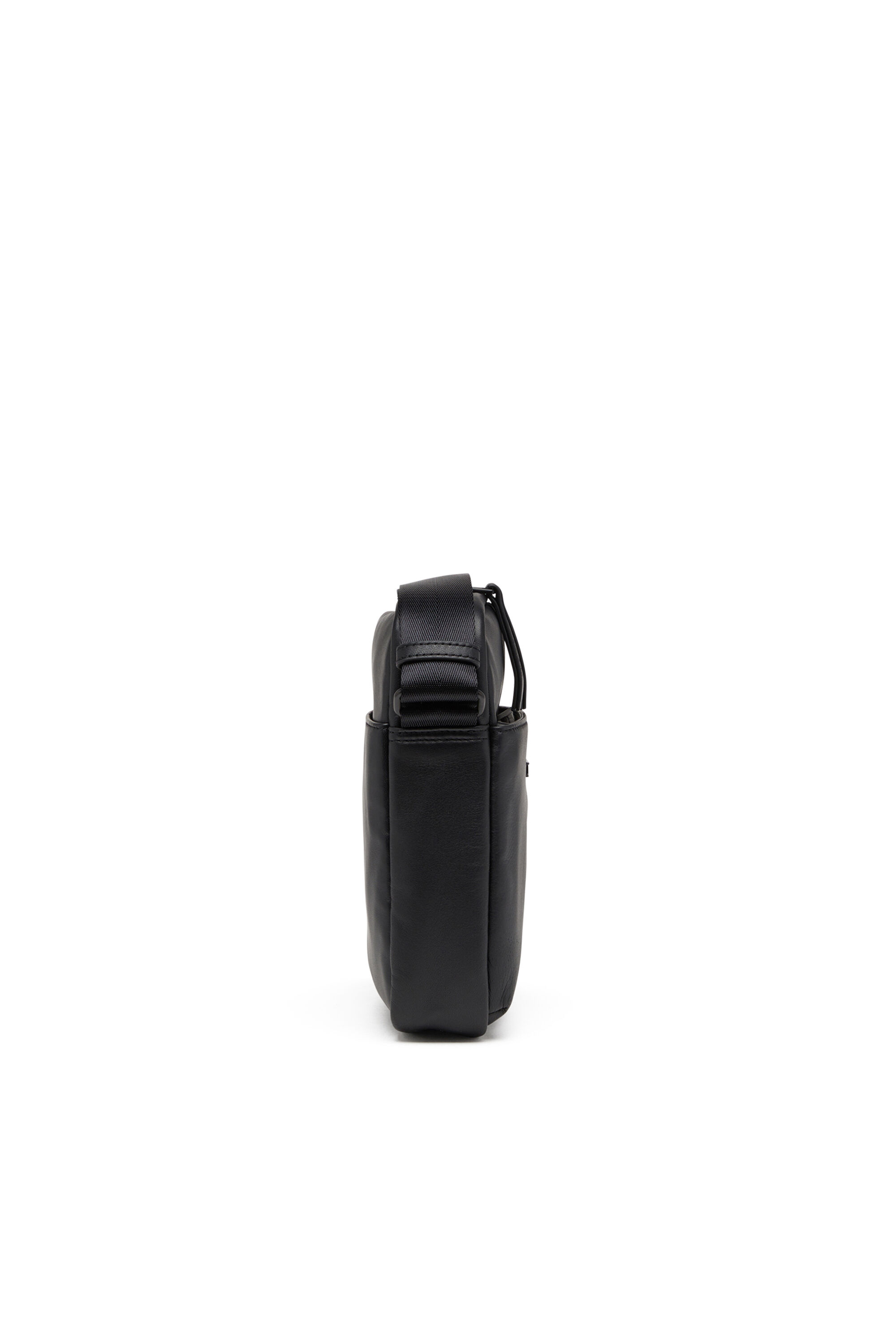バッグ DIESEL messenger bag Men's Rave-Leather crossbody bag with tonal metal D | Black