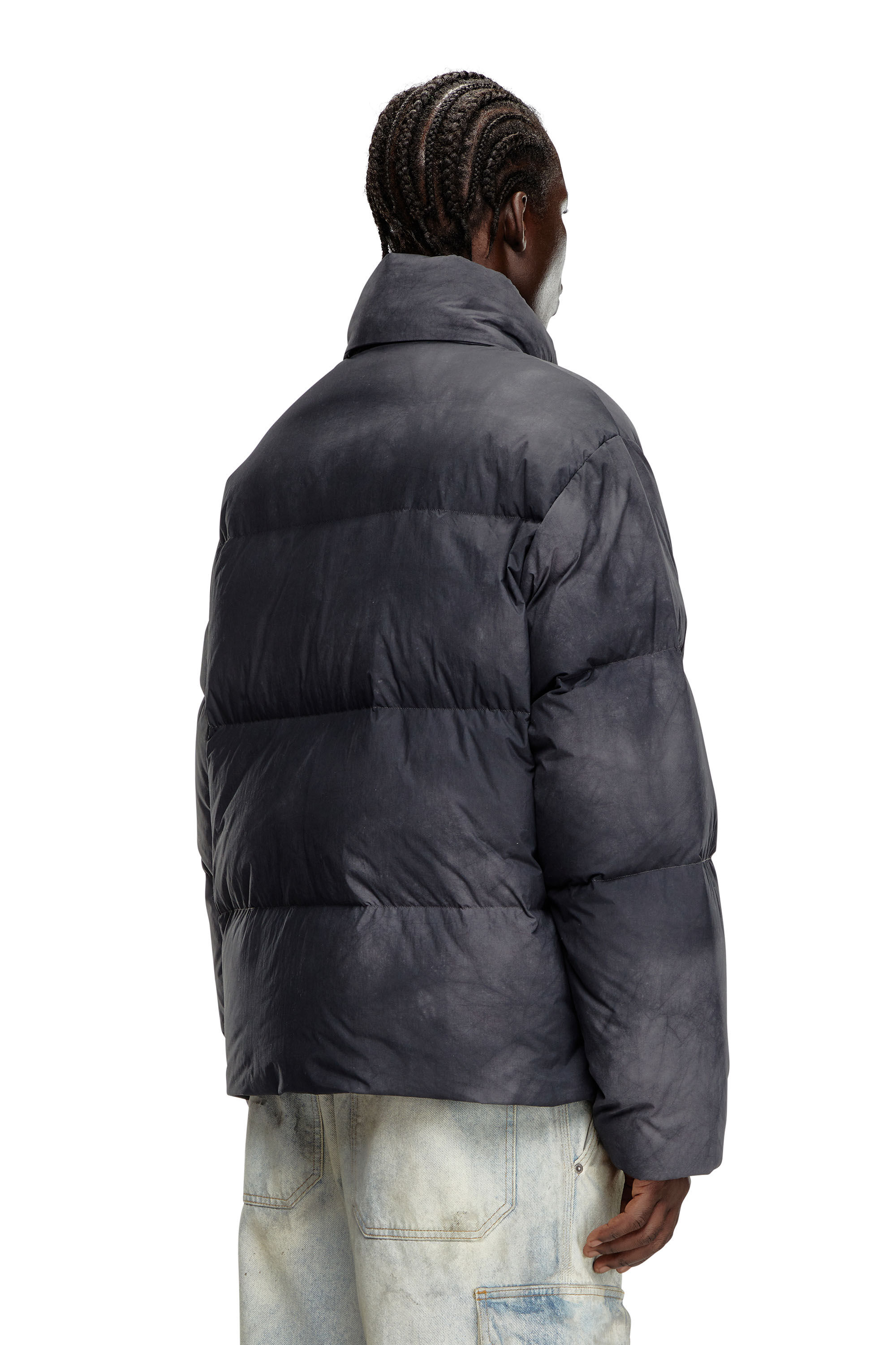Men's Hooded down jacket in patchy nylon | Black | Diesel