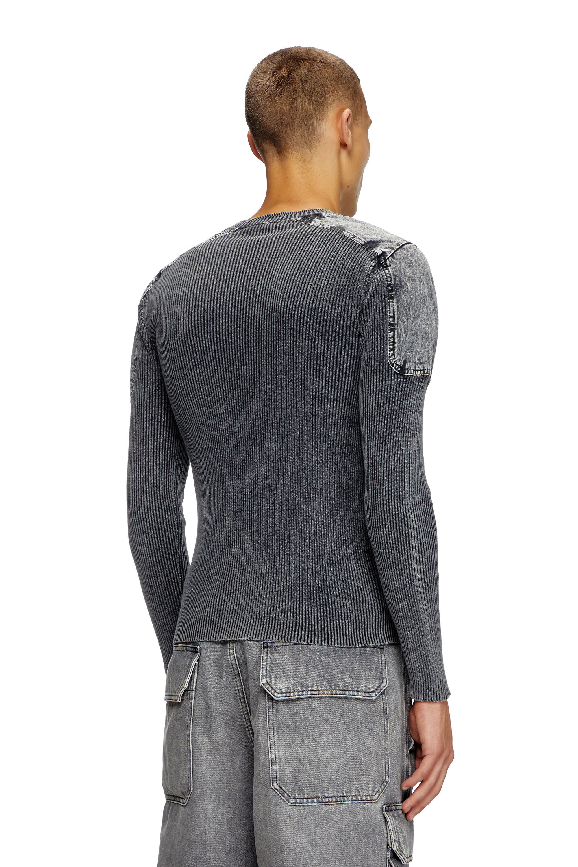 Men's Jumper with contrast shoulder panels | Grey | Diesel