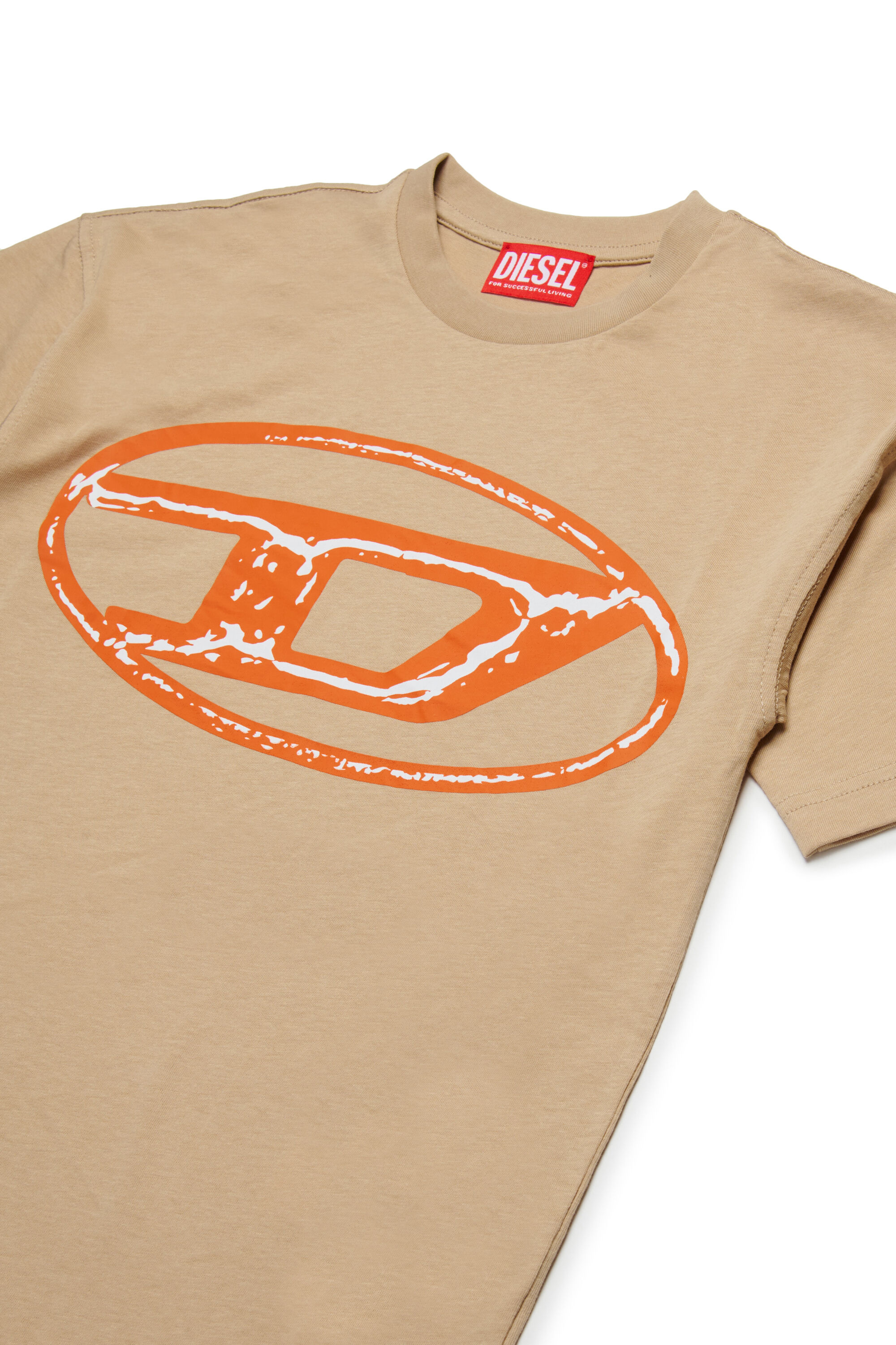 Diesel - TBONNIE OVER, Man's Cotton T-shirt with logo print in Light Brown - 3
