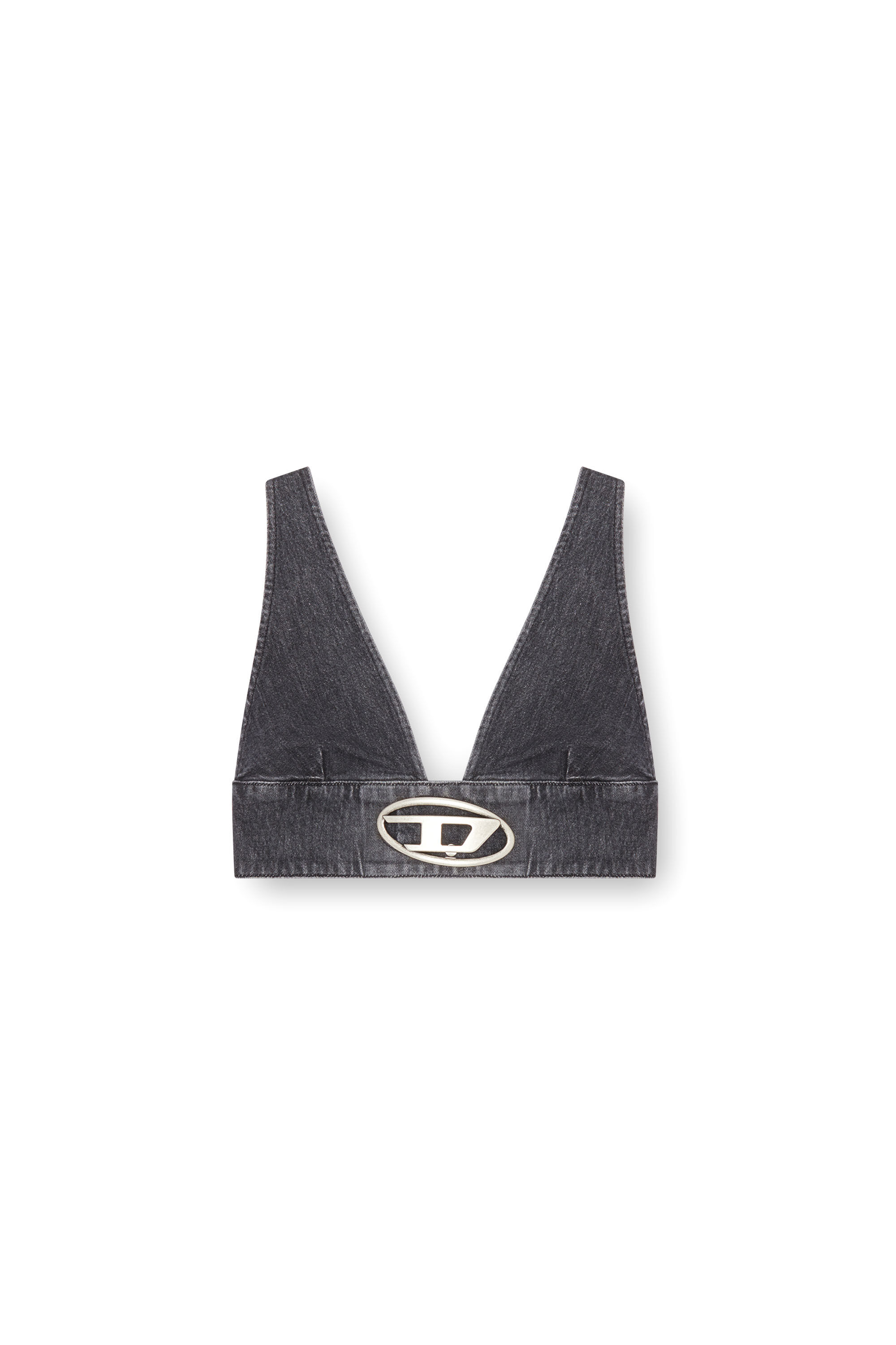 Women's Denim bra top with Oval D plaque | Black | Diesel Women's Denim bra top with Oval D plaque | Black | Diesel