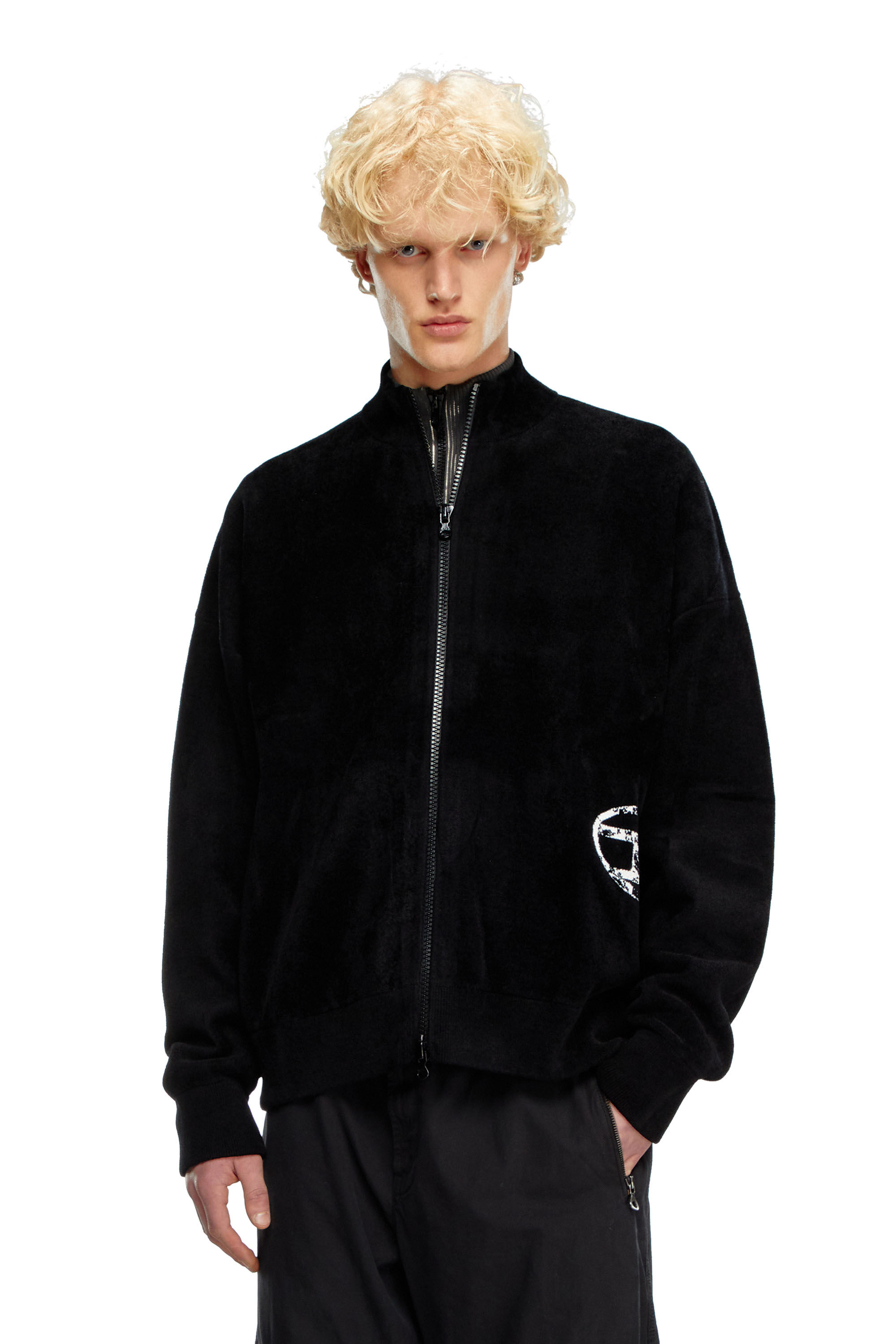 Men s Track jacket with distressed oval D K TRIAJACK Diesel