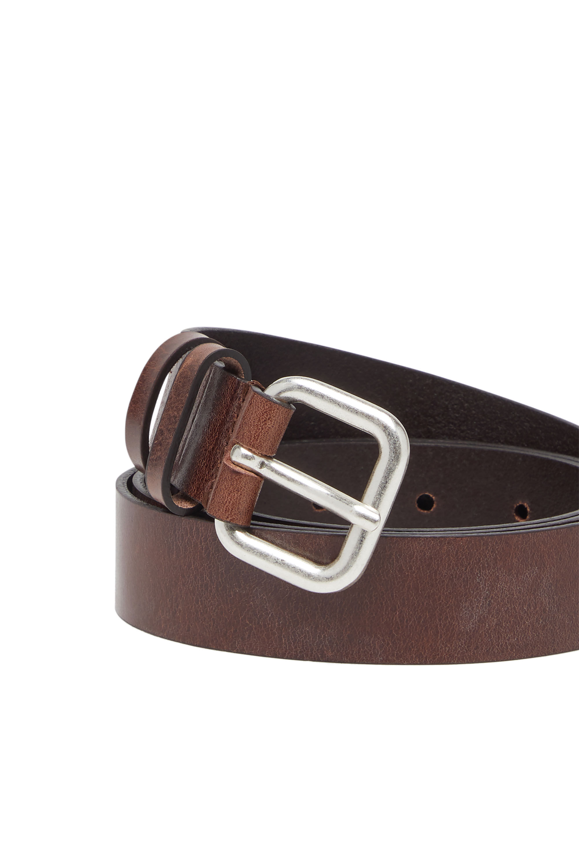 DIESEL b-inlay オーバルロゴ ベーシック ウレザー ベルト B-INLAY: Leather belt with metal oval D logo | Diesel
