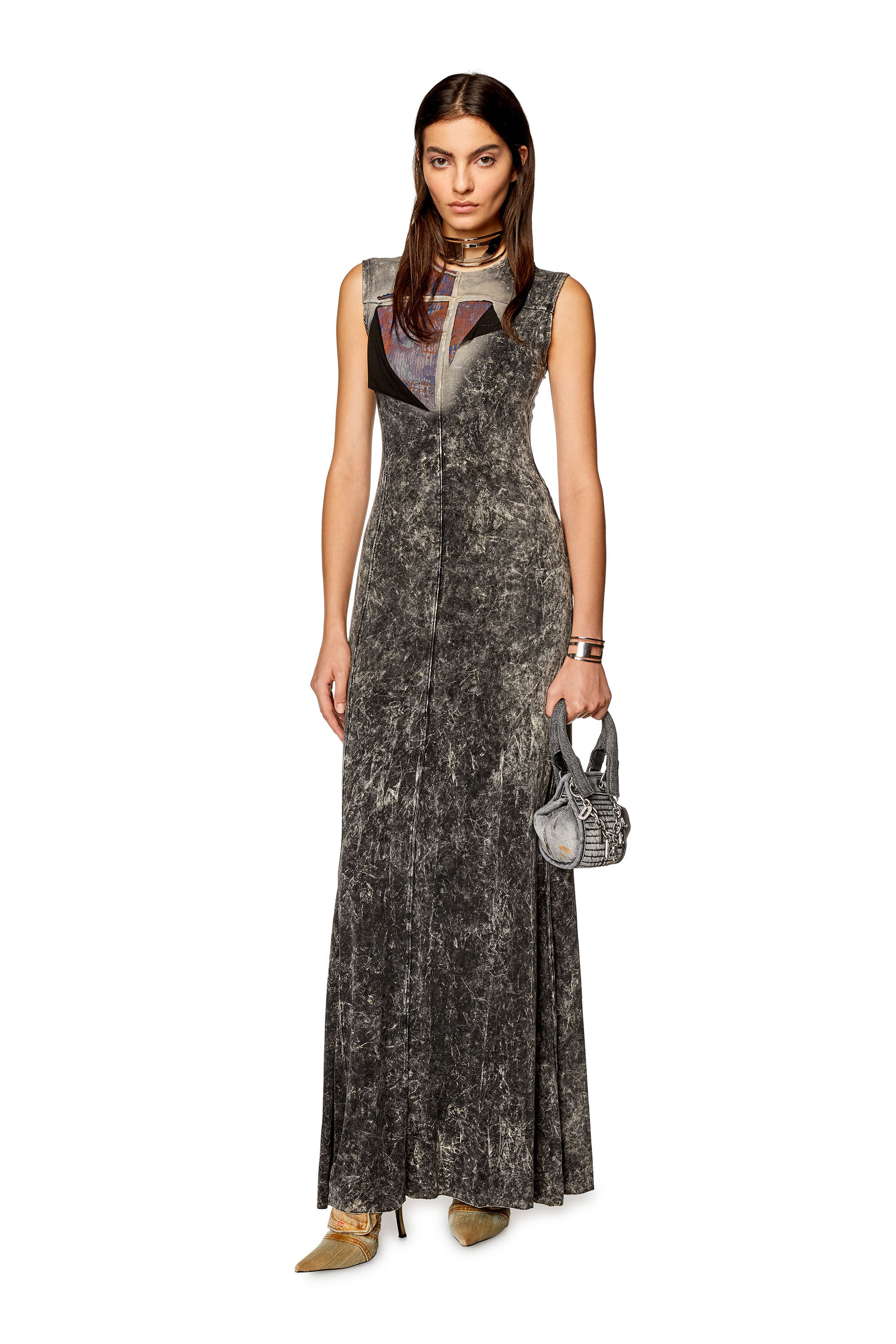 Women's Double-layer dress with marble wash