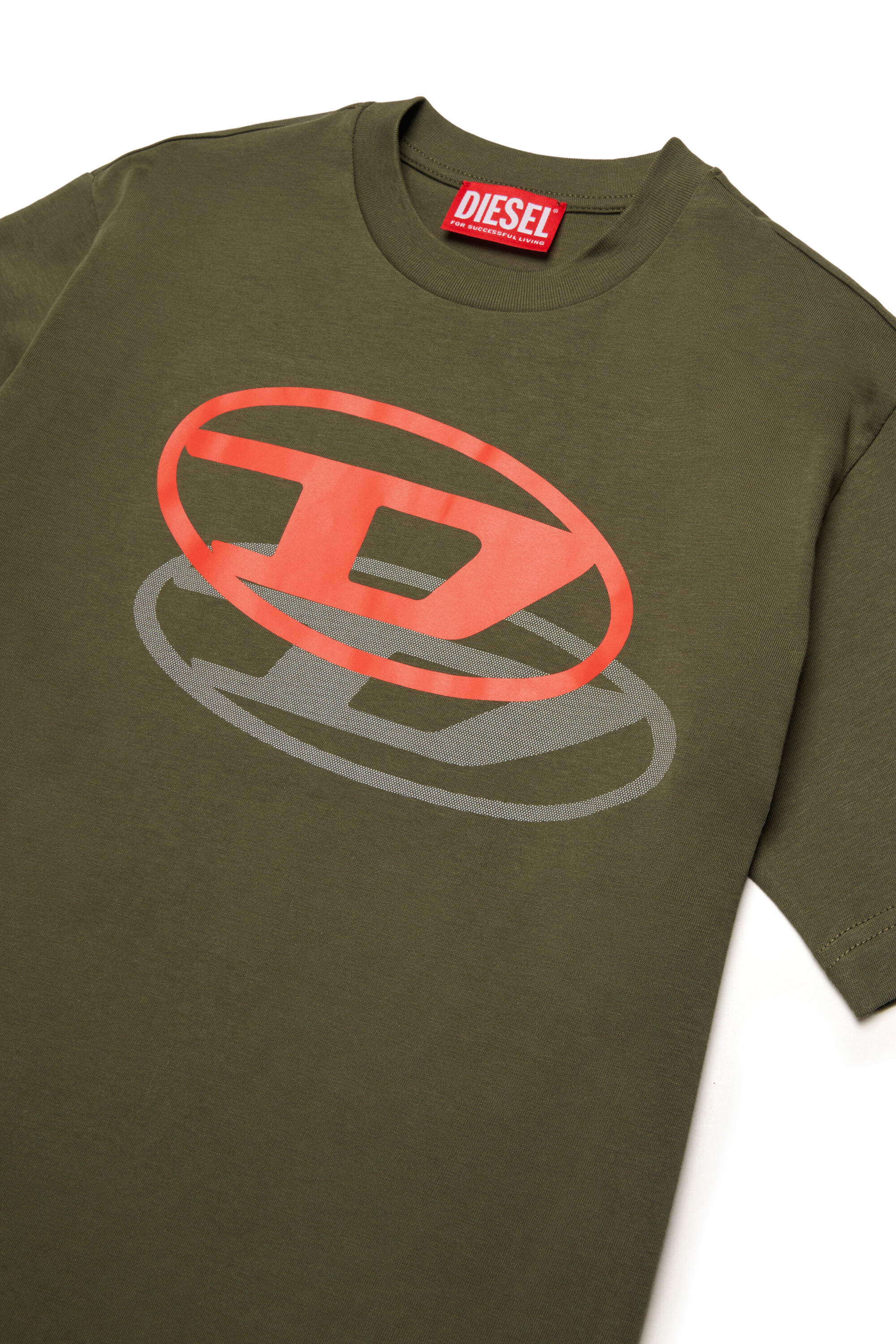 Diesel - TVALE OVER, Man's Cotton T-shirt with shadow Oval D in Military Green - 3