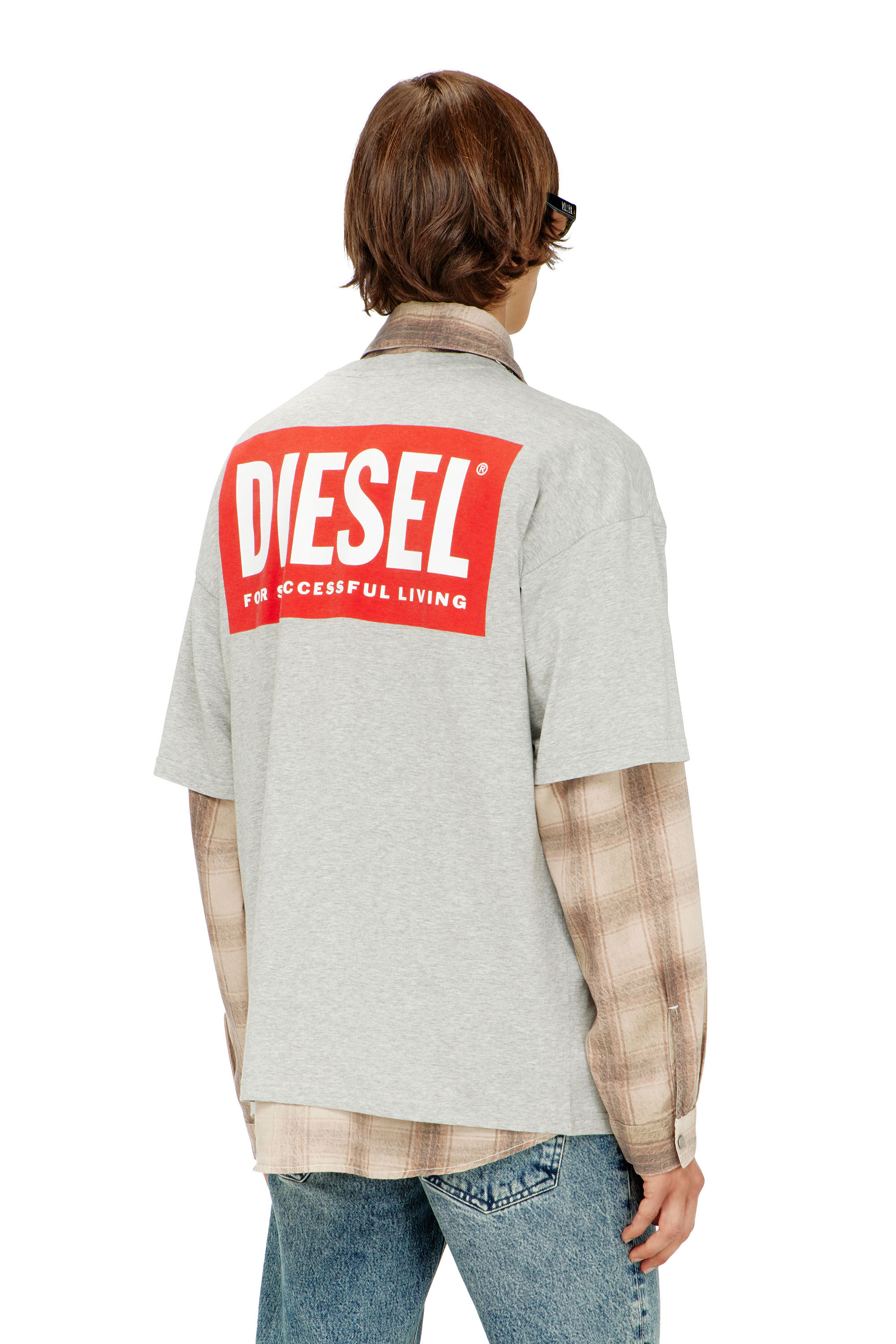 Diesel - T-BOXT-BISK, Man's Cotton T-shirt with Diesel Biscotto print in Light Grey - 2