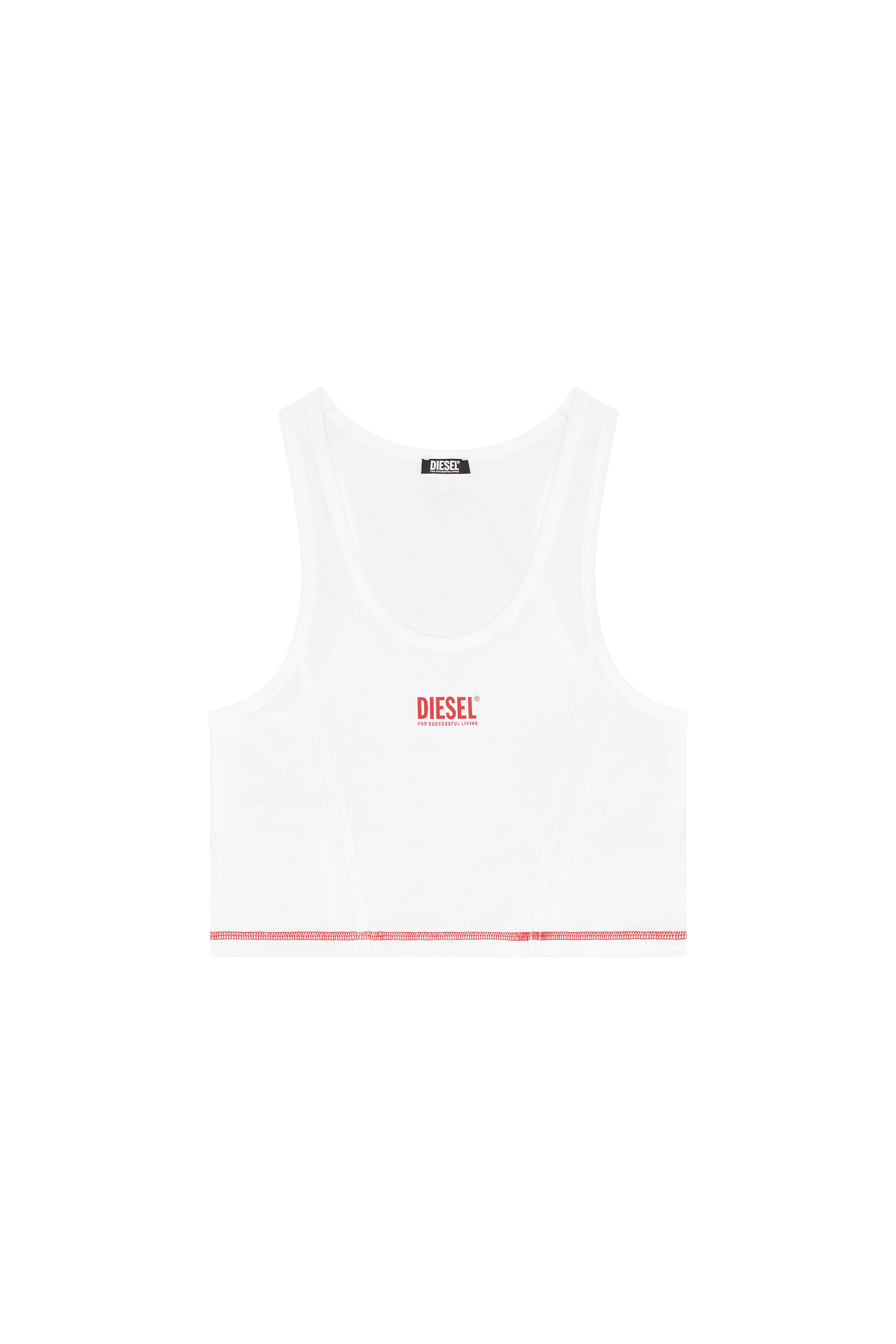 Women's Cropped tank top with chest print | White | Diesel