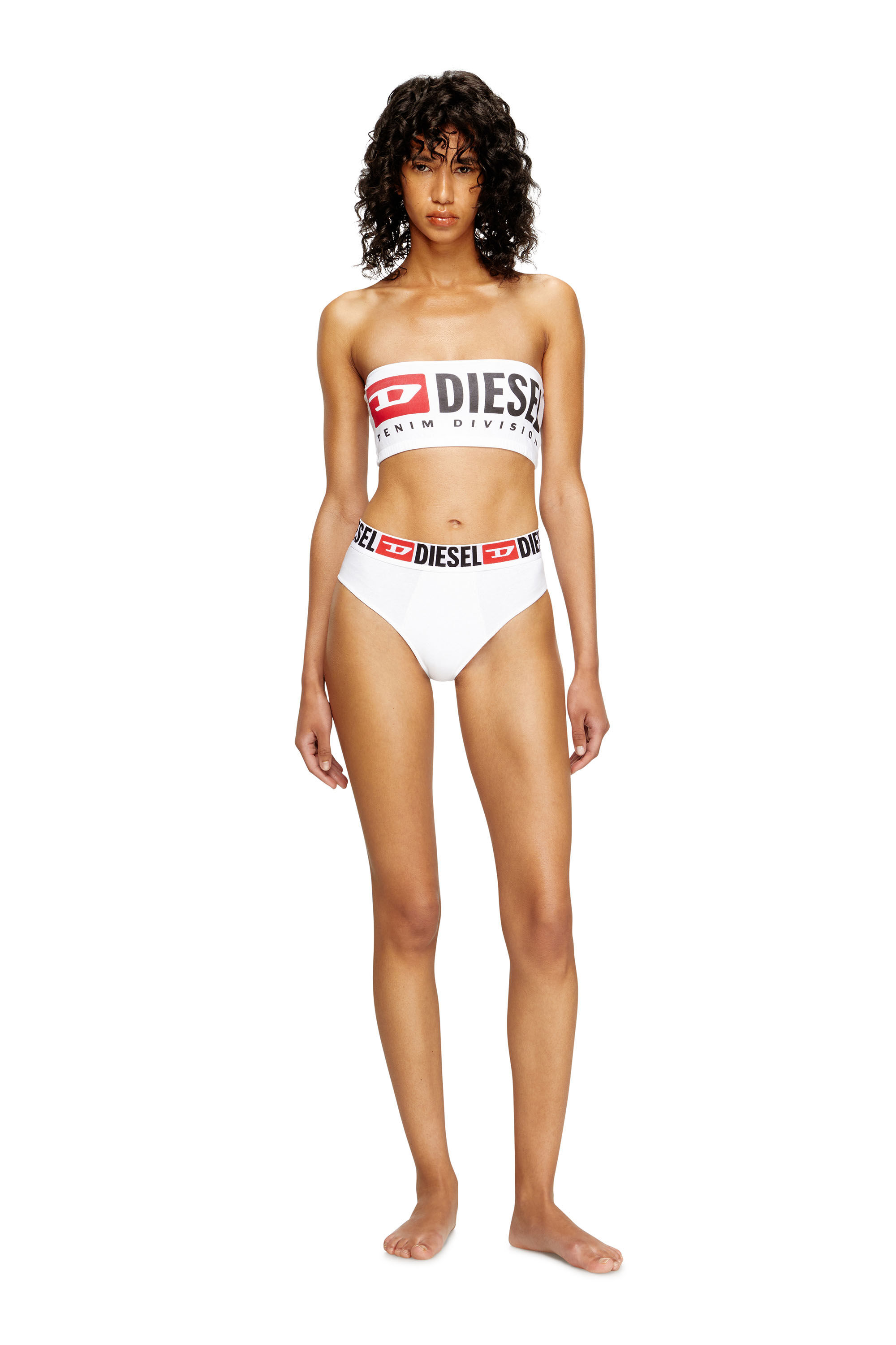 Women's Strapless bra with maxi logo | White | Diesel