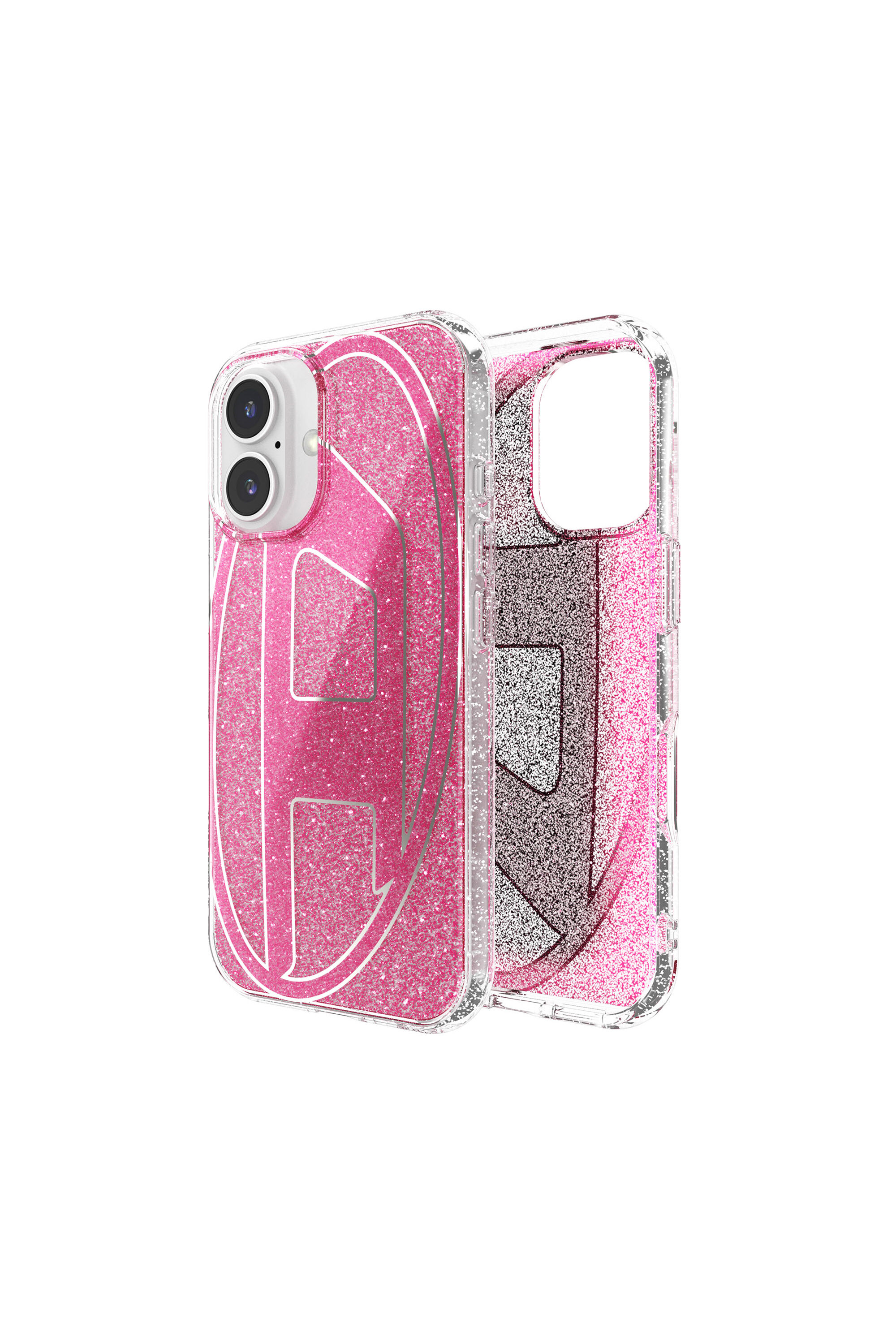 Women's Oval D Glitter Case for iP 16 | Pink | Diesel