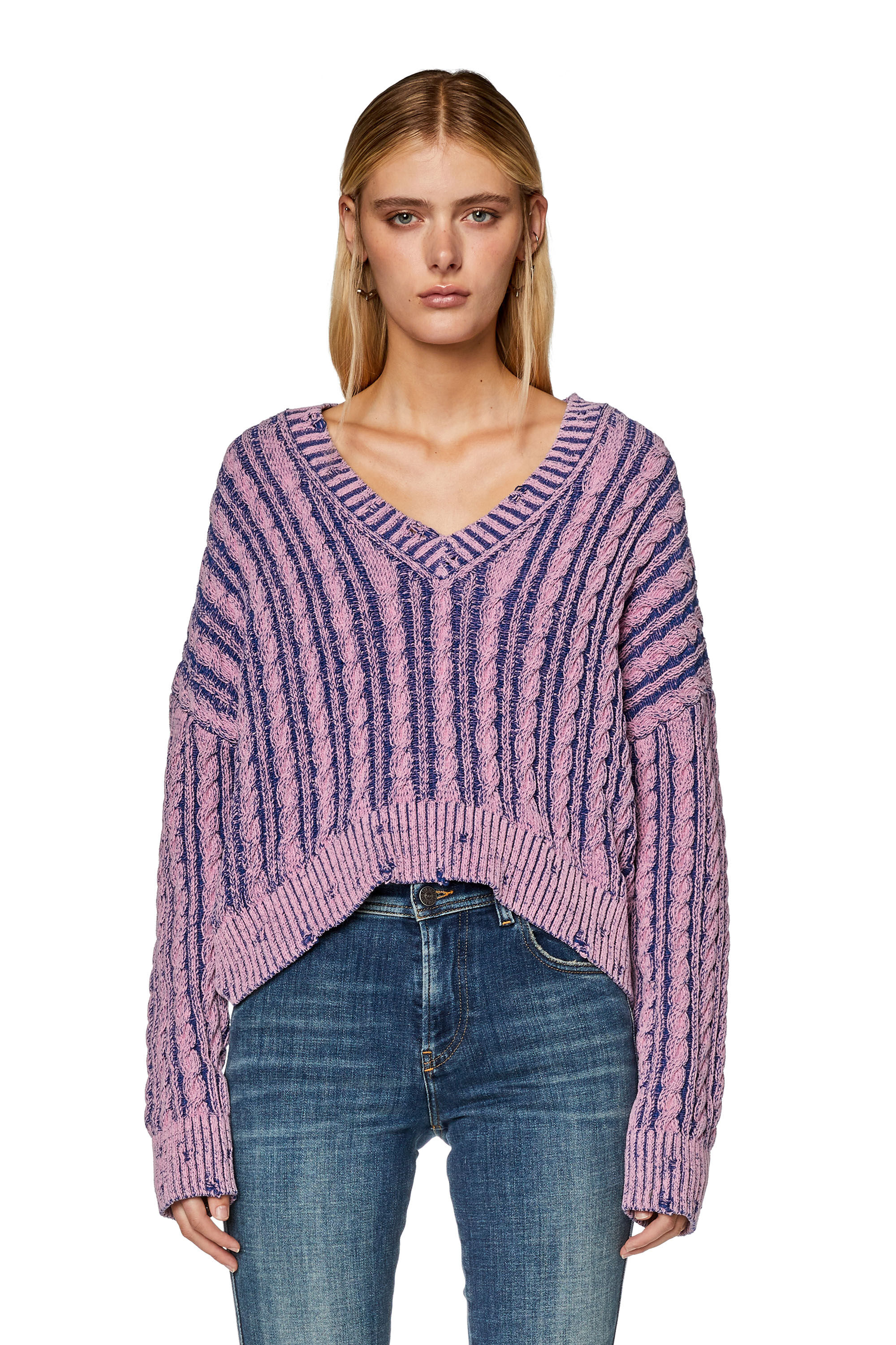 Women's Chunky jumper in two-tone cotton | Violet | Diesel