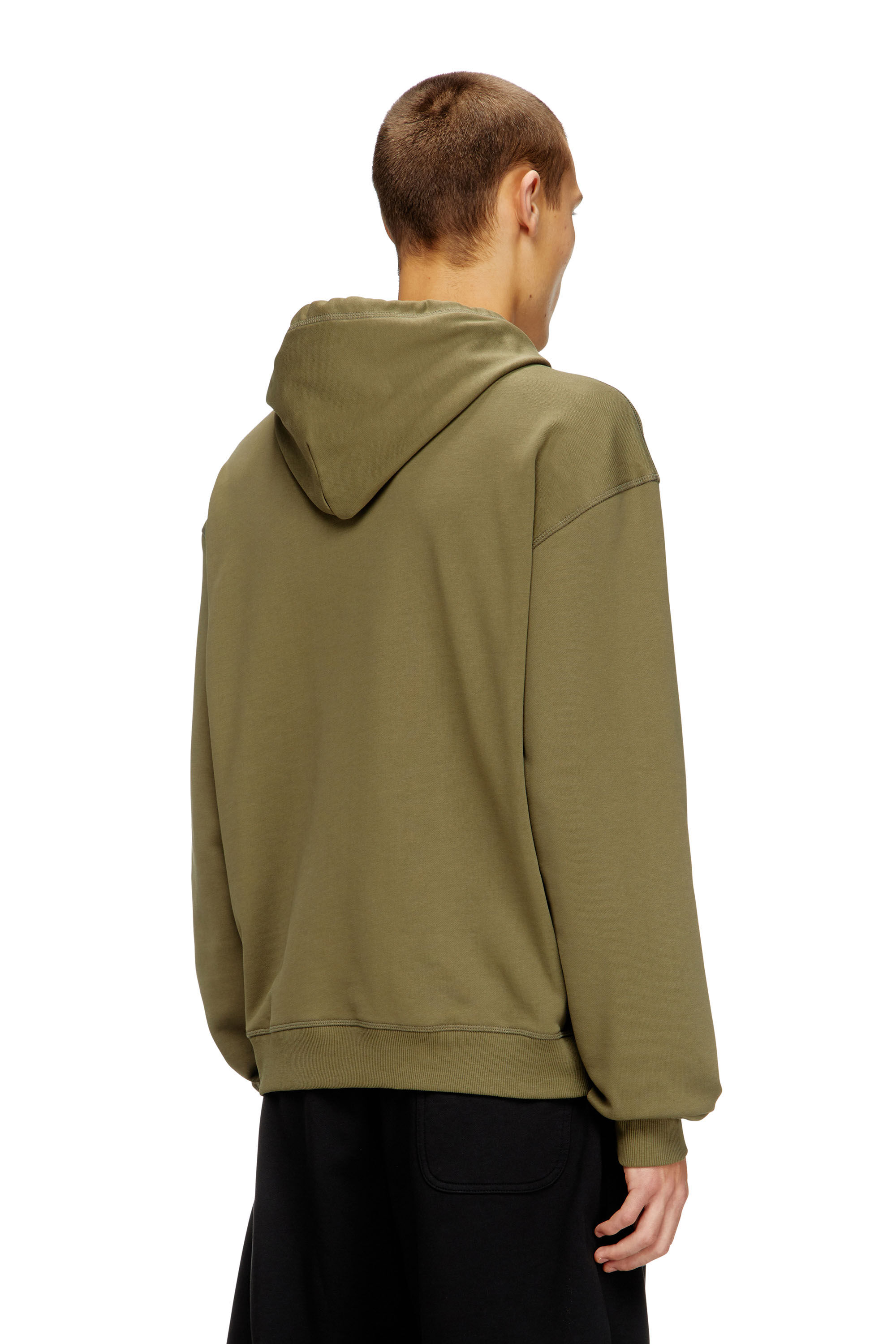 Men's Cotton hoodie with metallic Oval D | Green | Diesel