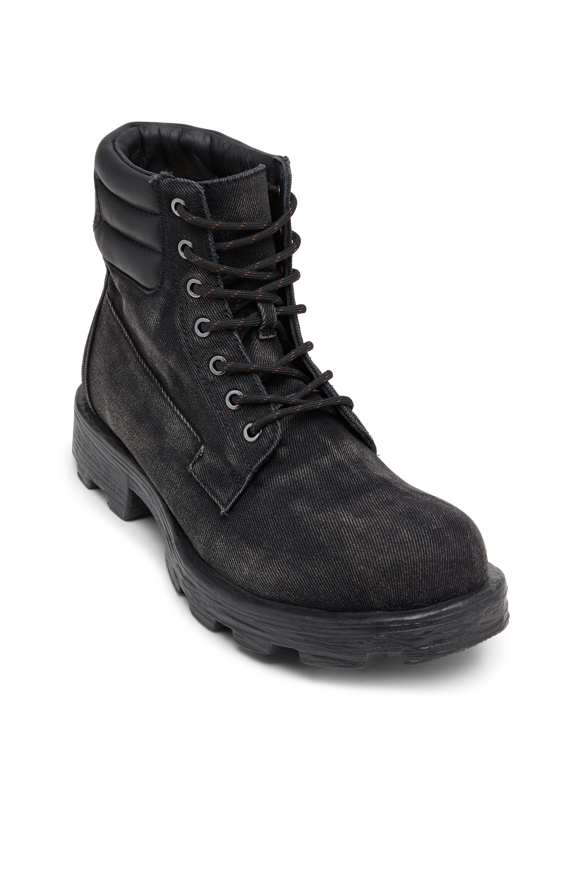 Men's D-Hammer-Combat boots in denim and leather | Black | Diesel