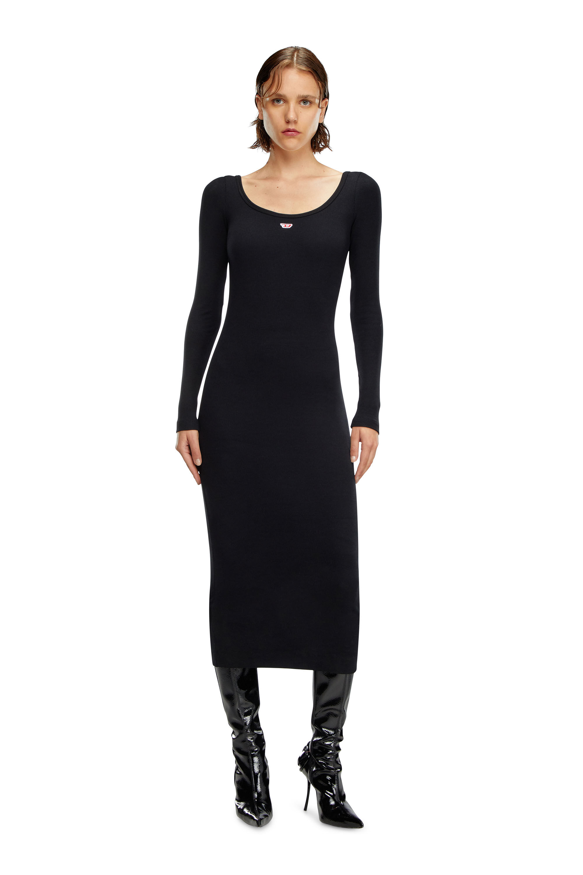 Women s Scoop neck midi dress Black Diesel