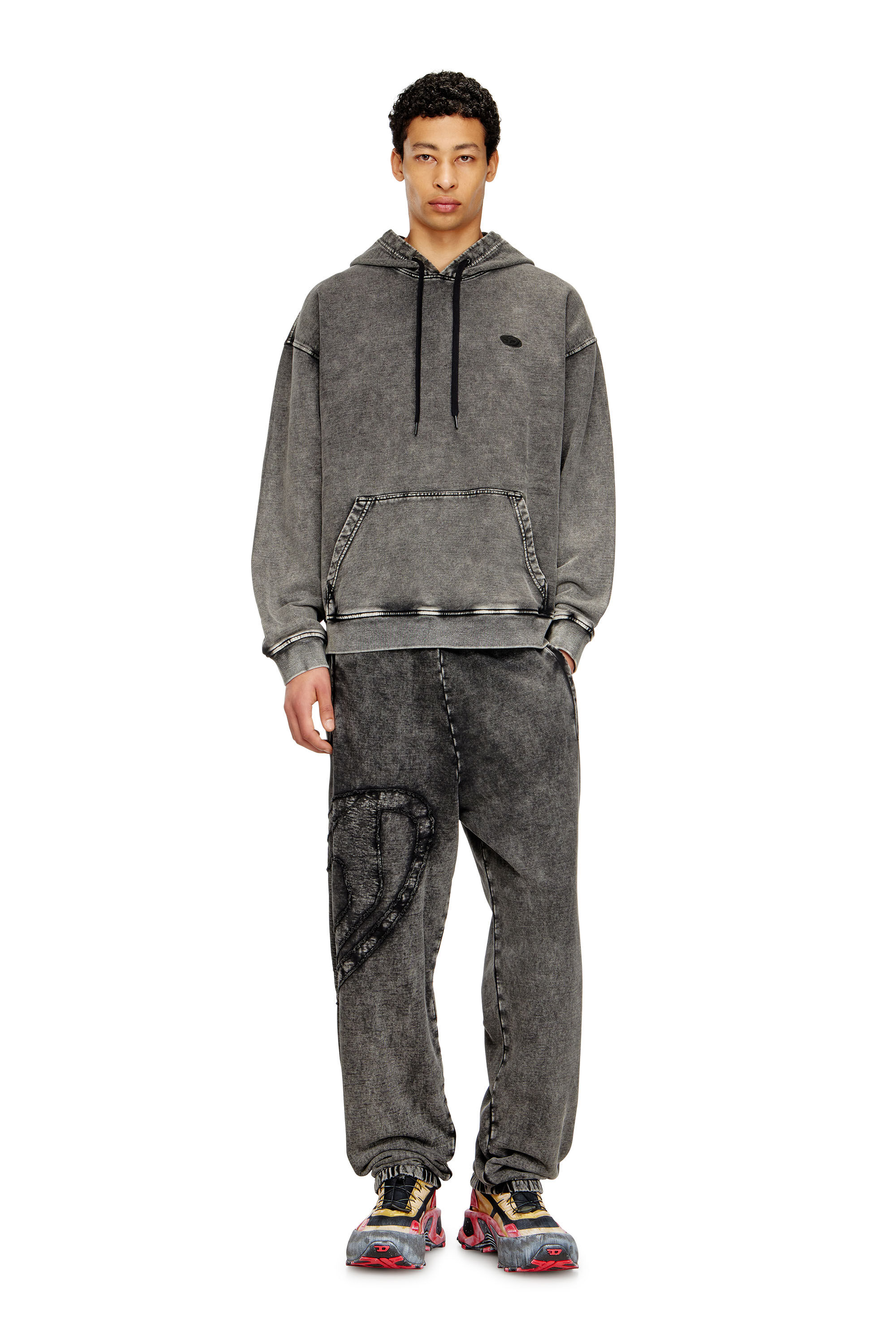 Men's Hoodie with raw-cut back patch | Grey | Diesel