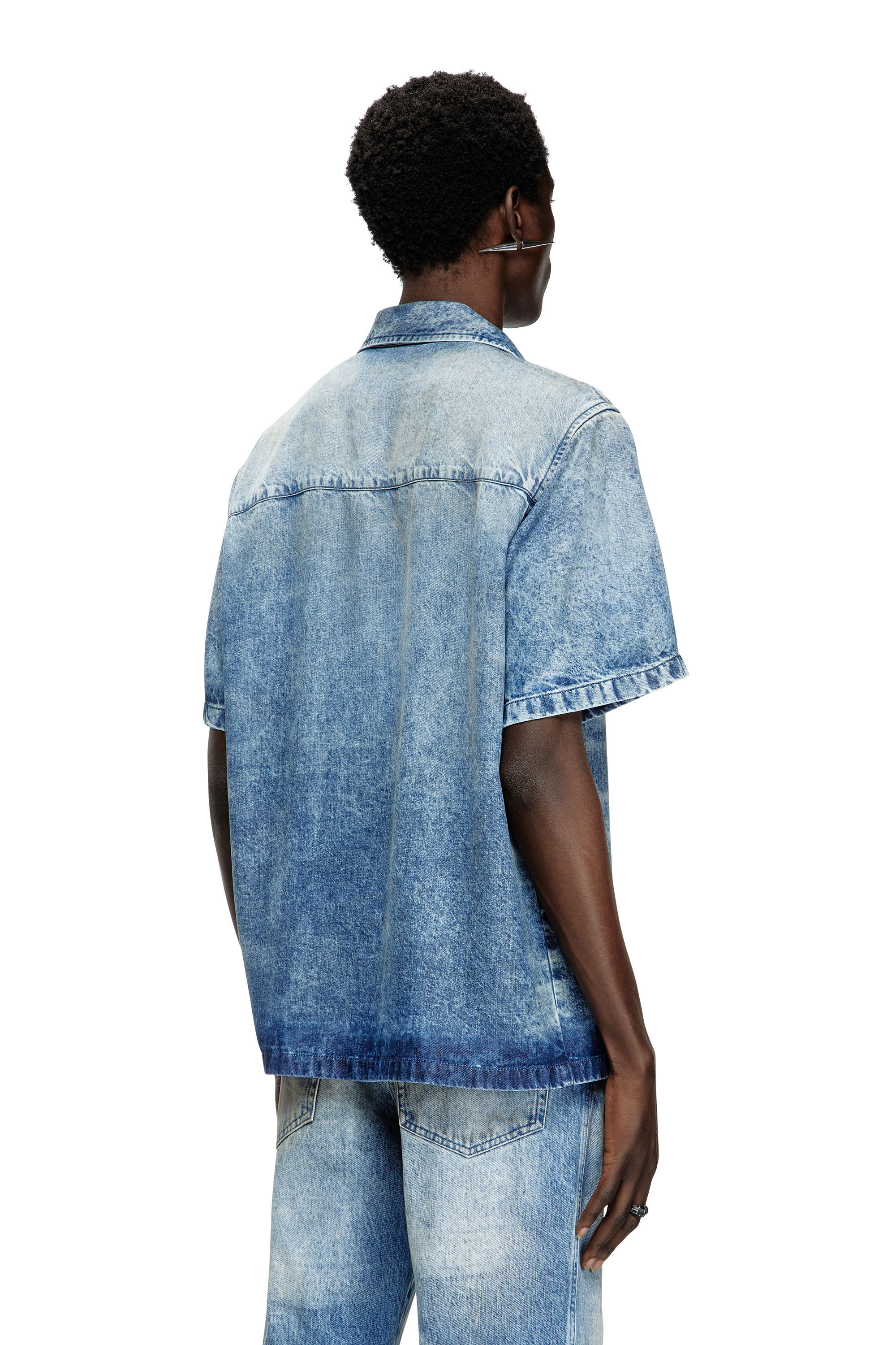 Men's Bowling shirt in distressed denim | Blue | Diesel