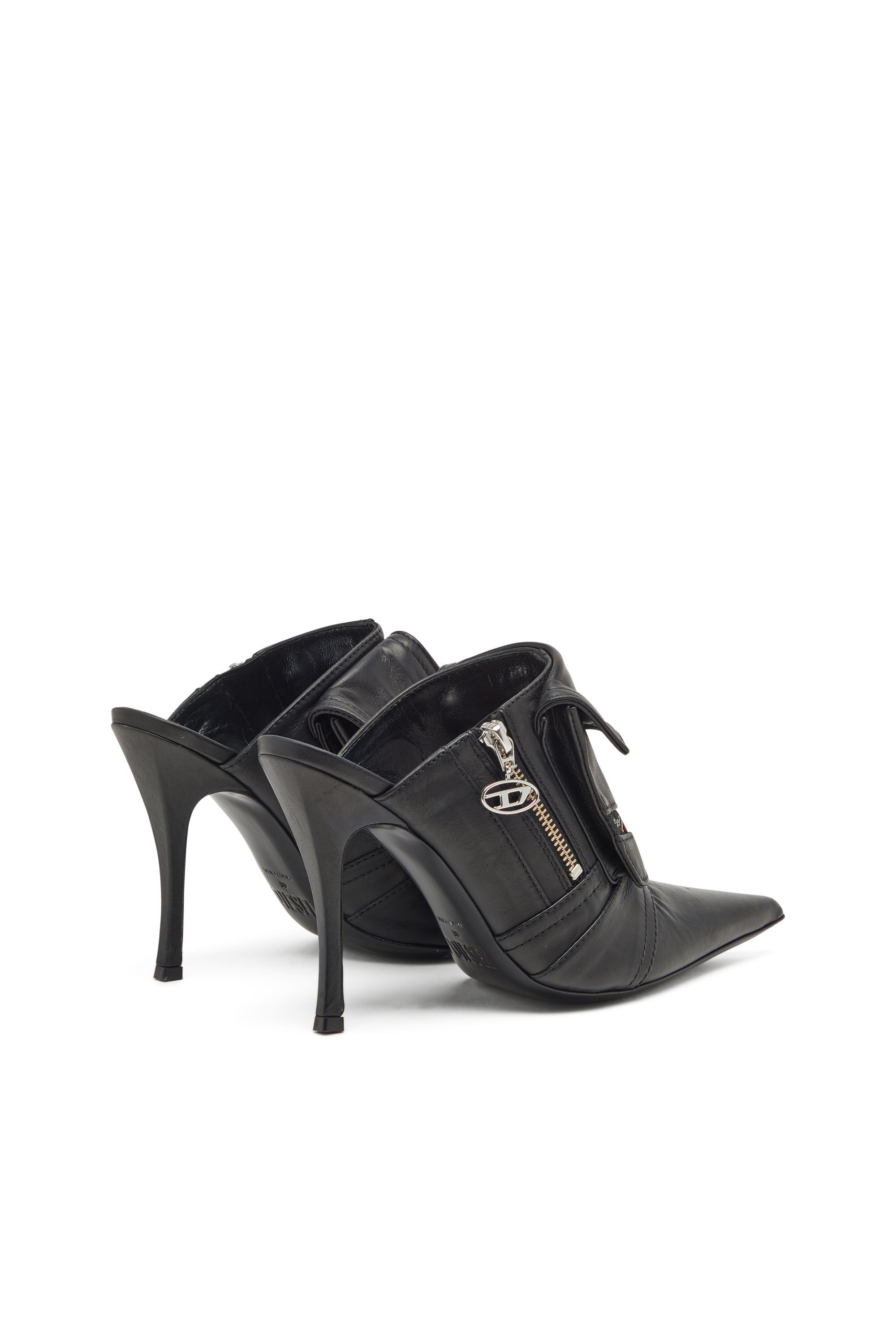 D-VENUS POCKET ML Woman: Heeled mules in sun-faded denim