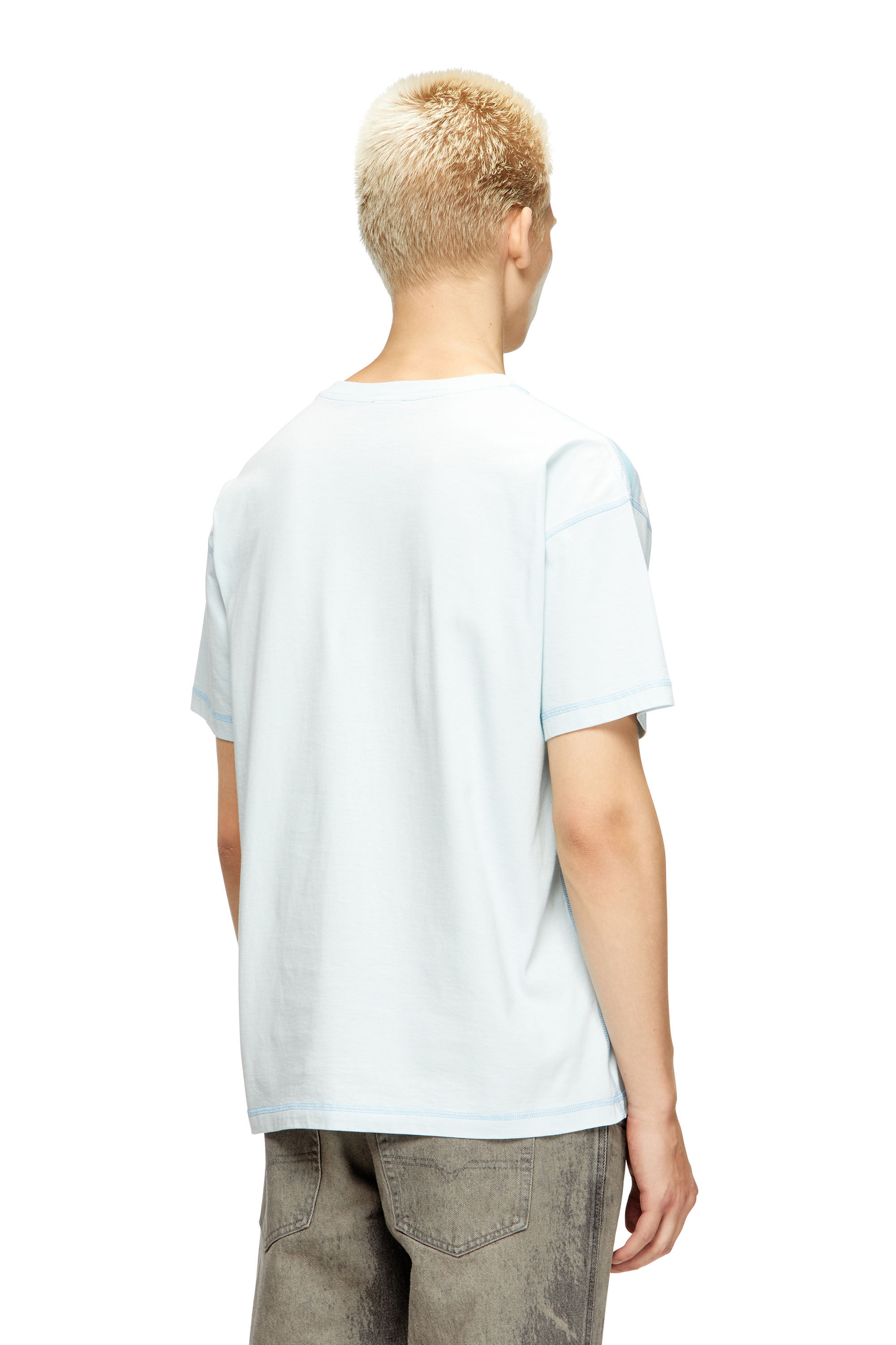 Diesel - T-GASPARD-IHBJ, Man's T-shirt with faded graphic print in Light Blue - 4
