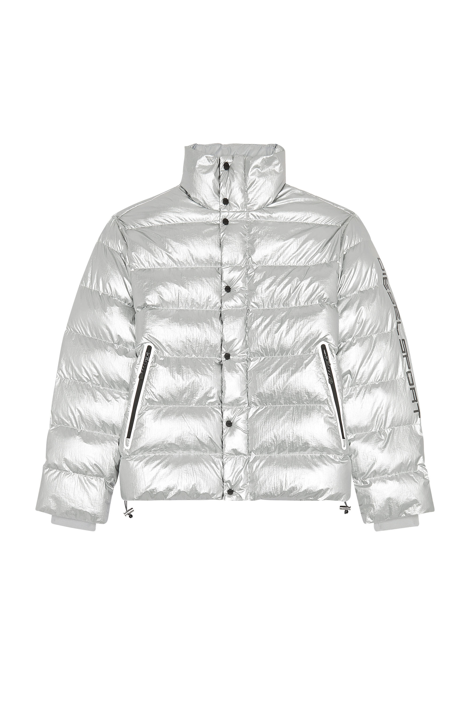 Silver shiny puffer jacket outlet