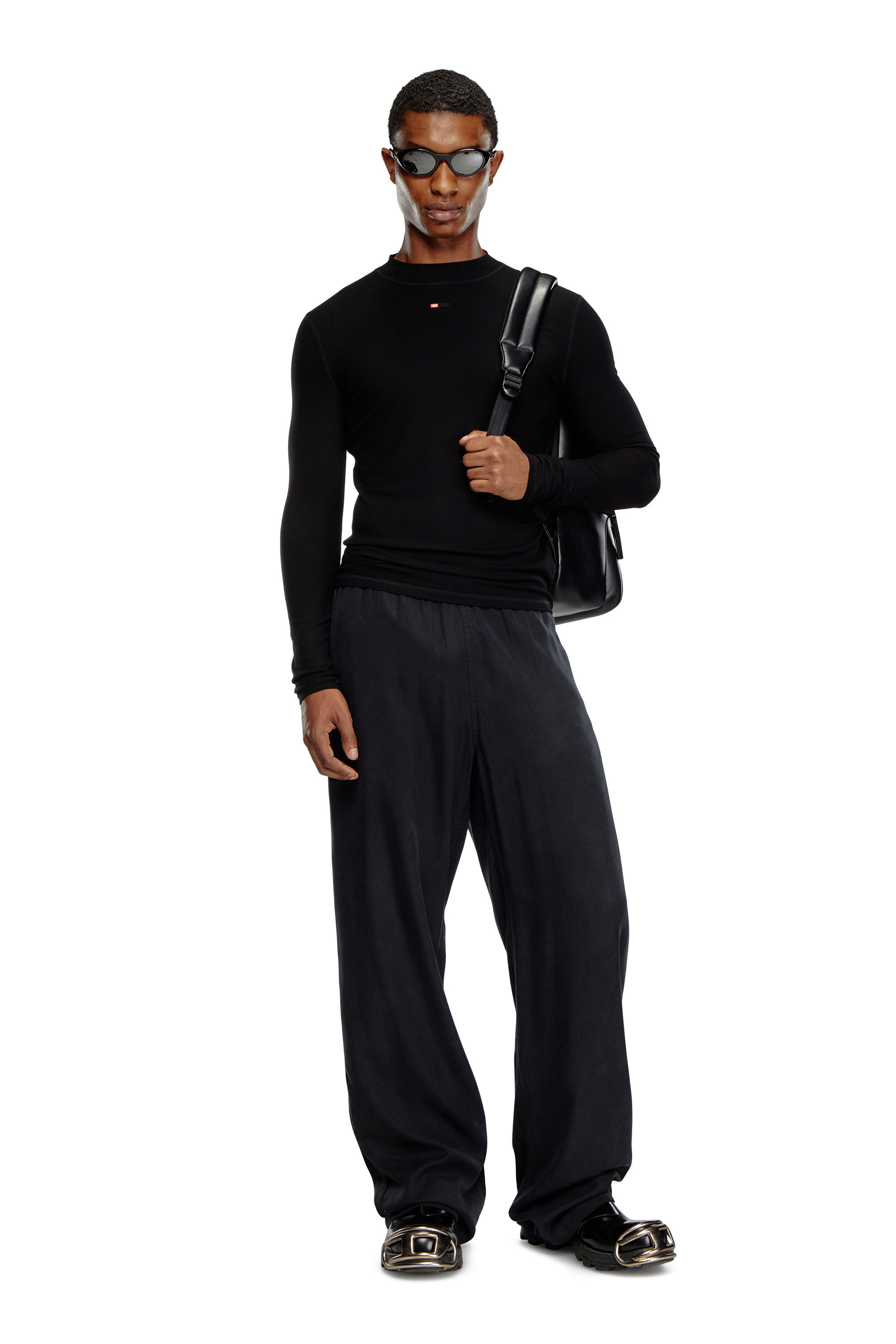 Men's Mock-neck top with micro logo | Black | Diesel TR