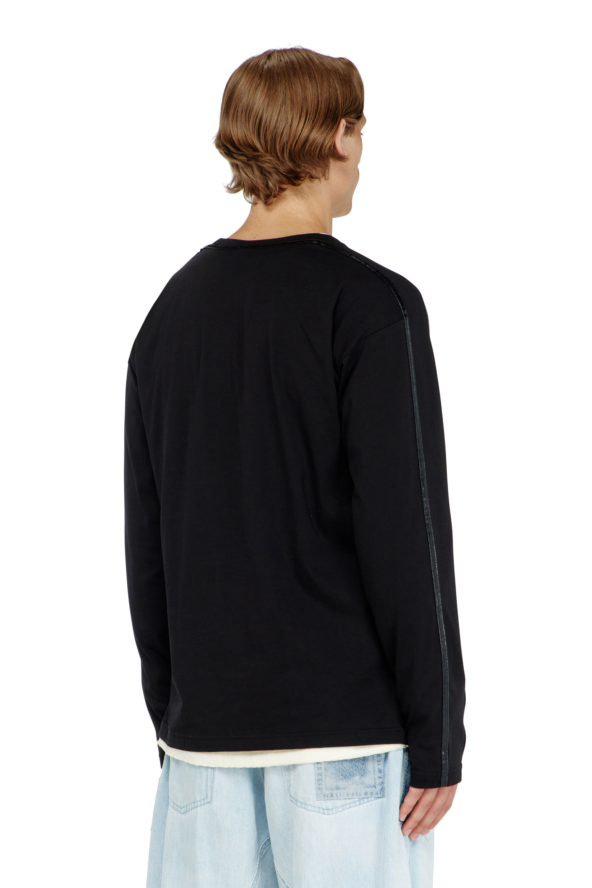 Men's Long-sleeve T-shirt with tonal trims | Black | Diesel TR