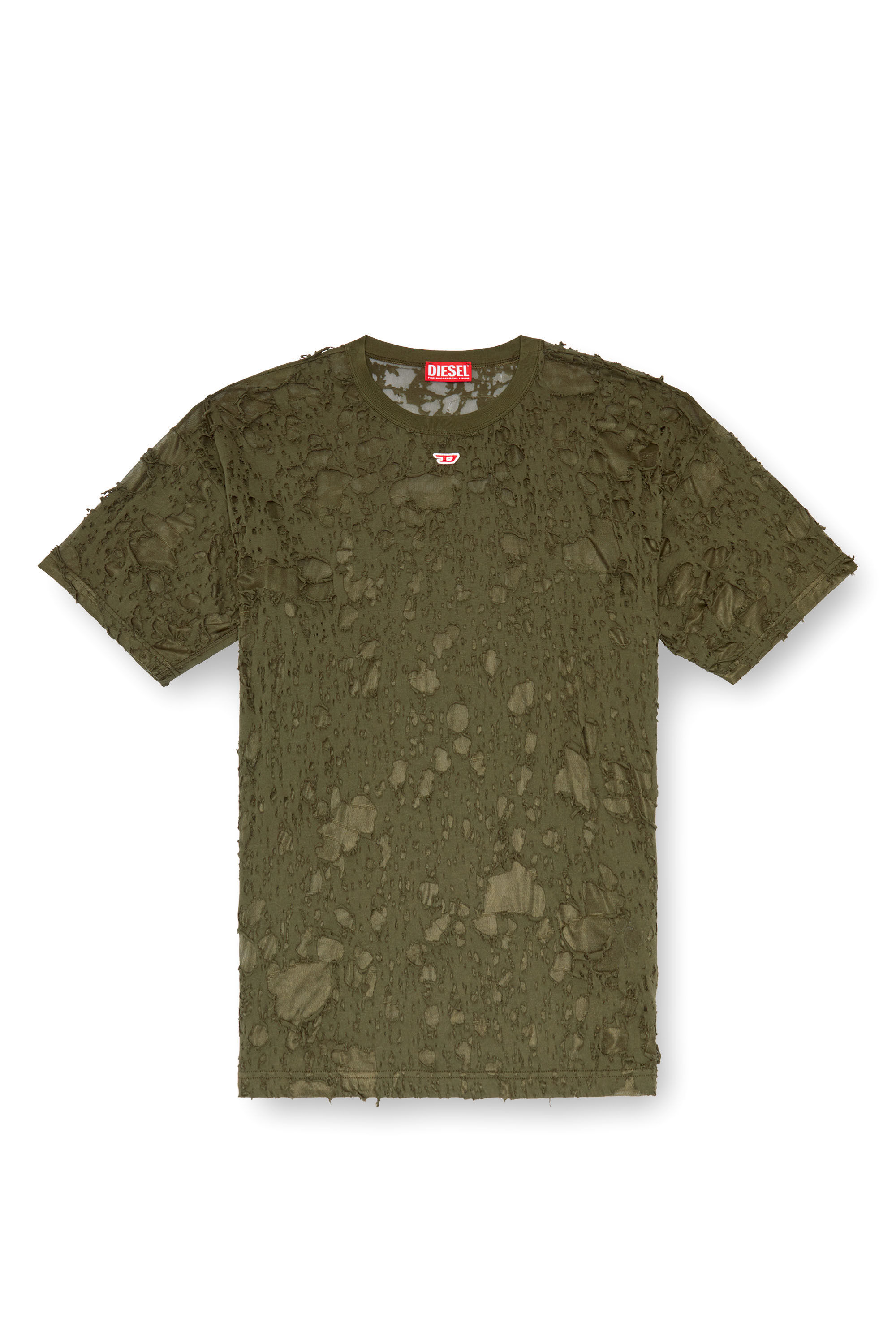Men's Layered T-shirt with burn-out finish | Green | Diesel