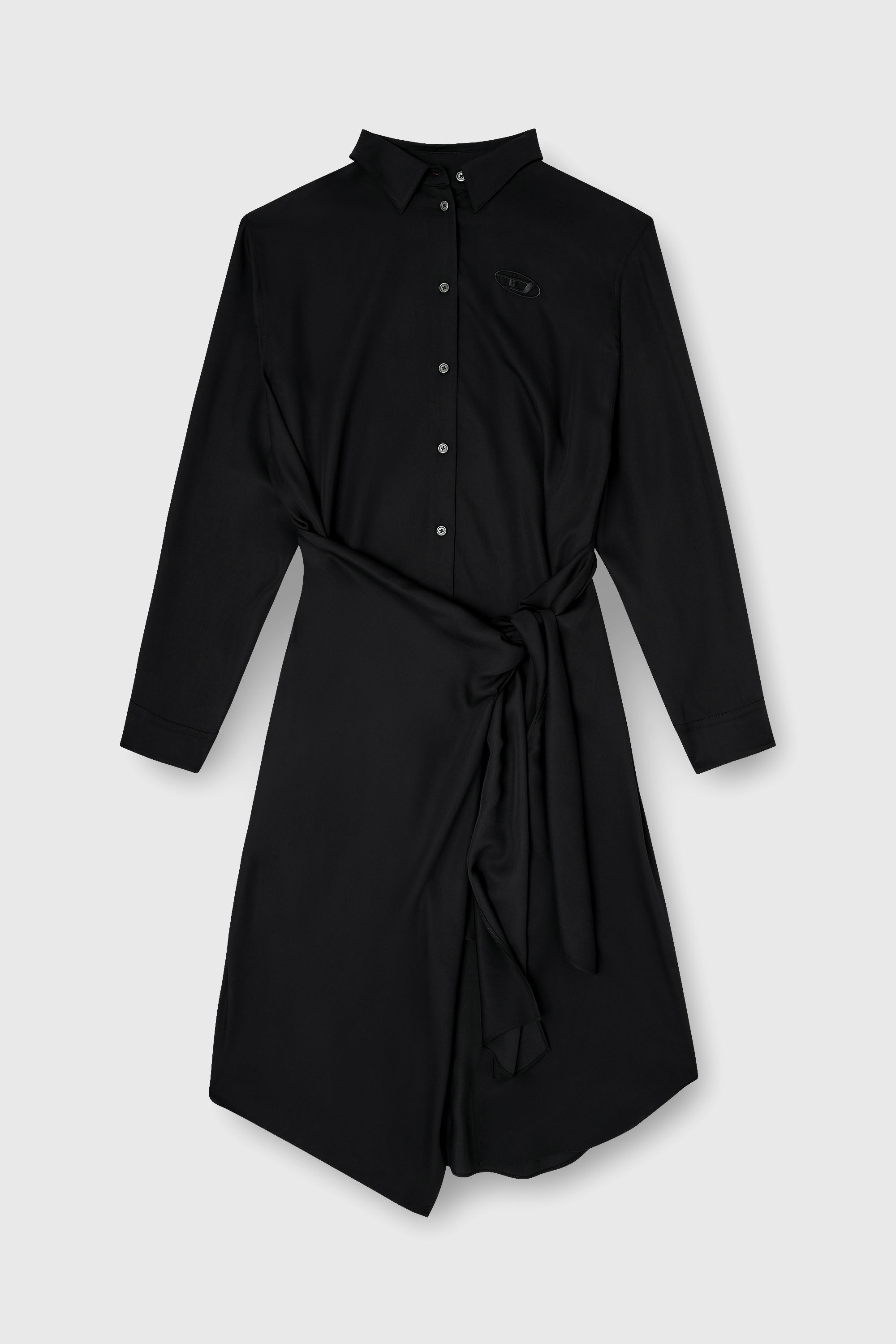 Women's Midi shirt dress with twisted detail | Black | Diesel